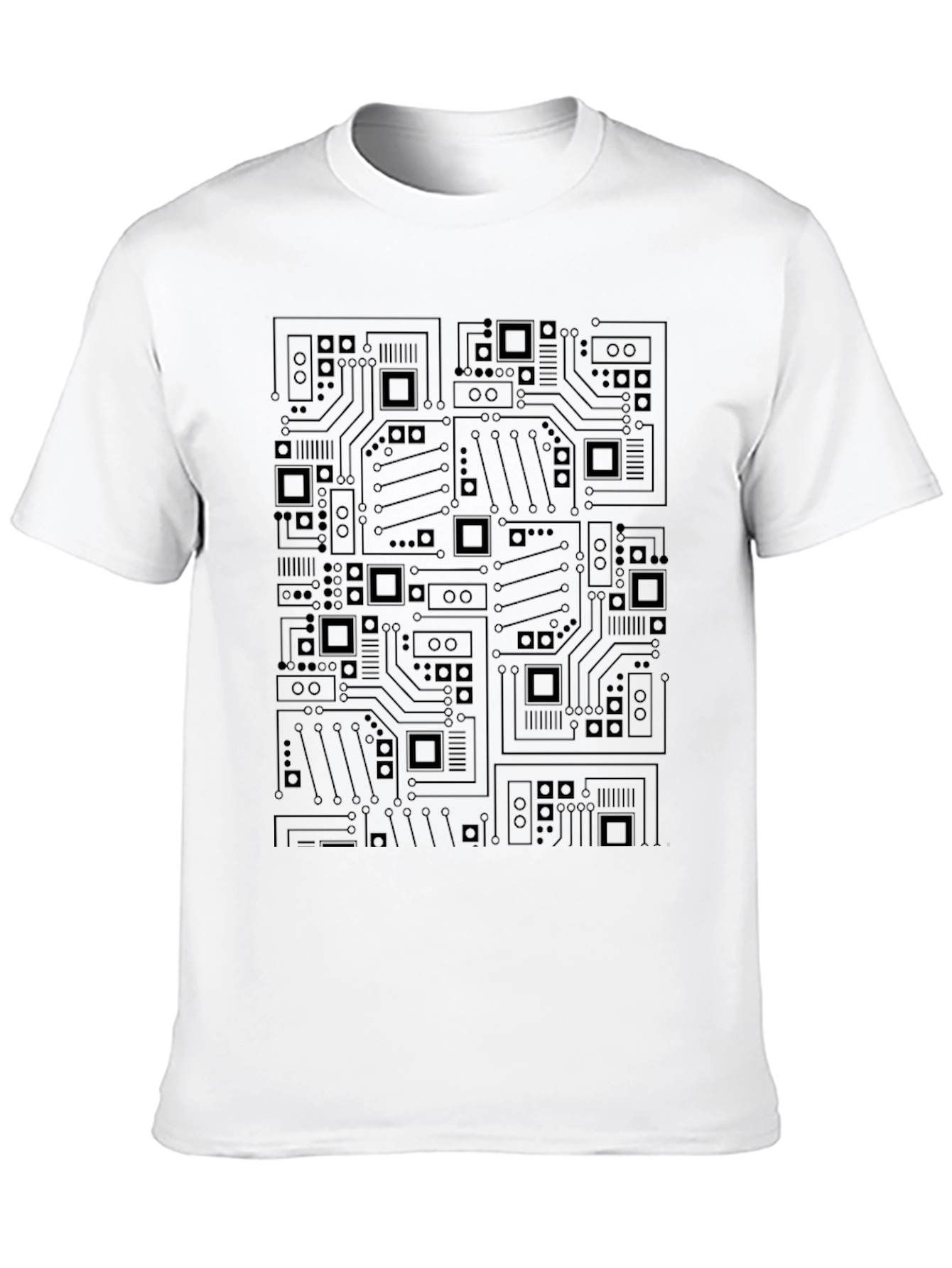 Camiseta Negra con Diseño de Circuito Impreso