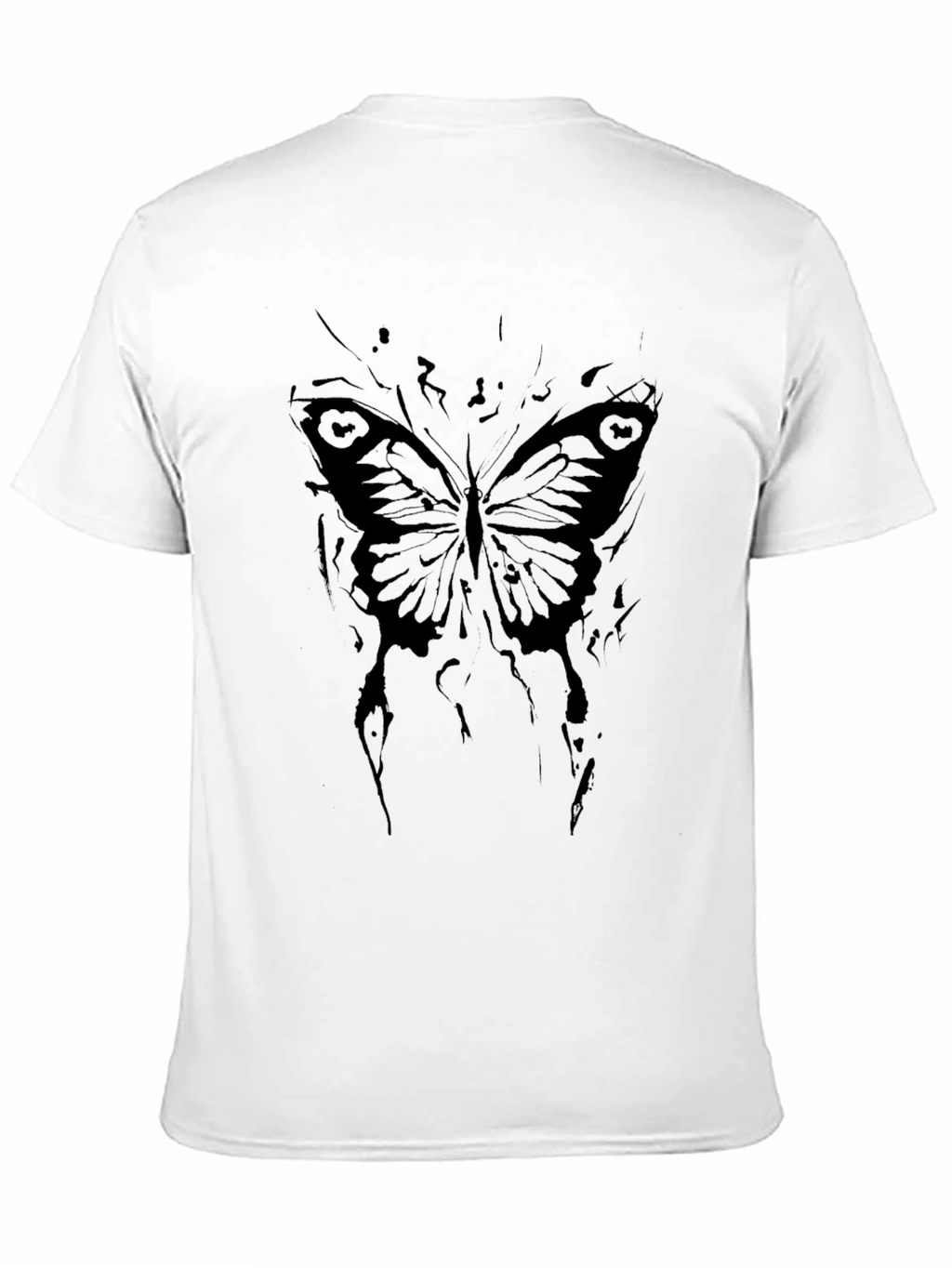 Camiseta Negra con Diseño de Mariposa Abstracta