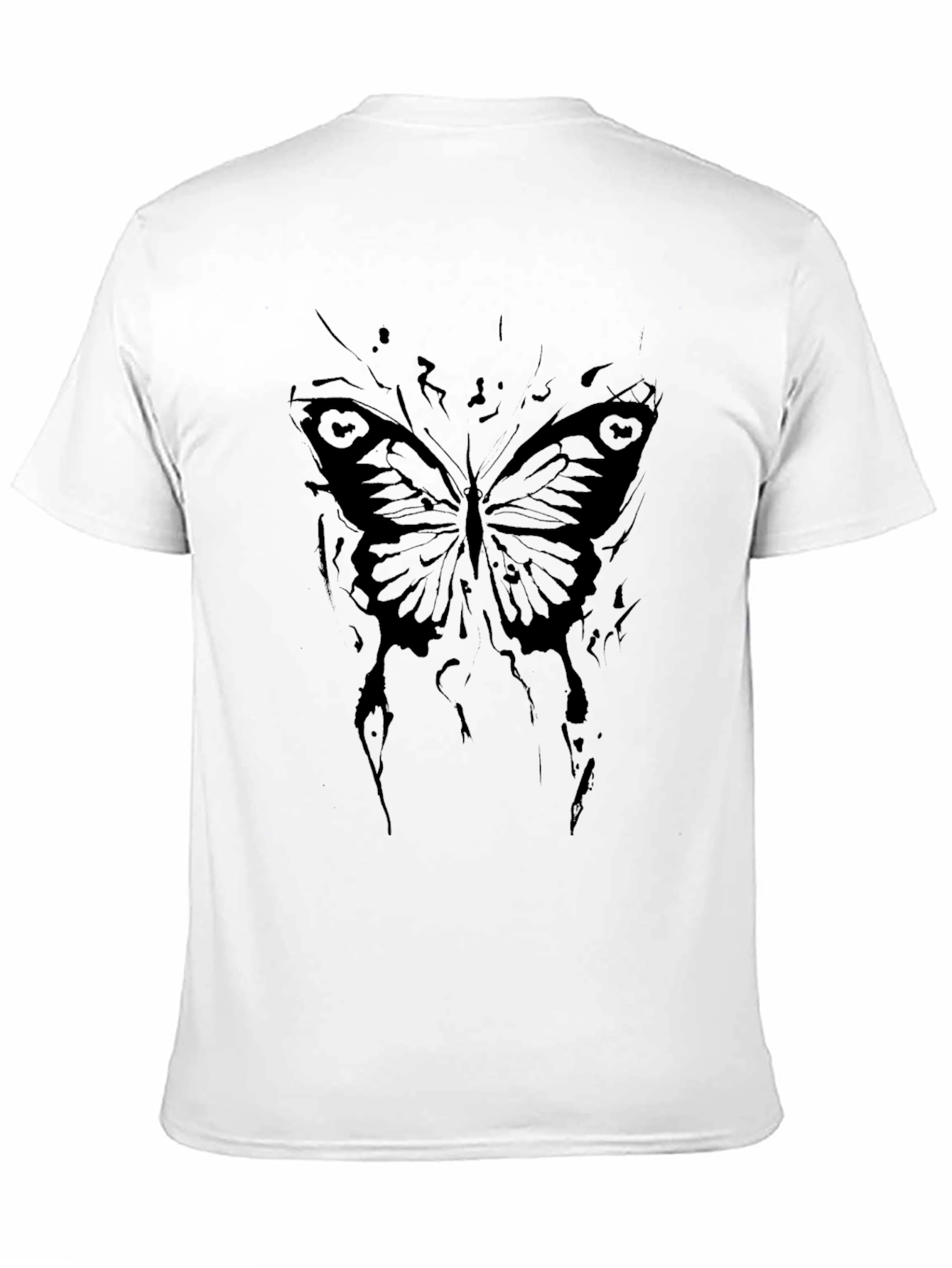 Camiseta Negra con Diseño de Mariposa Abstracta