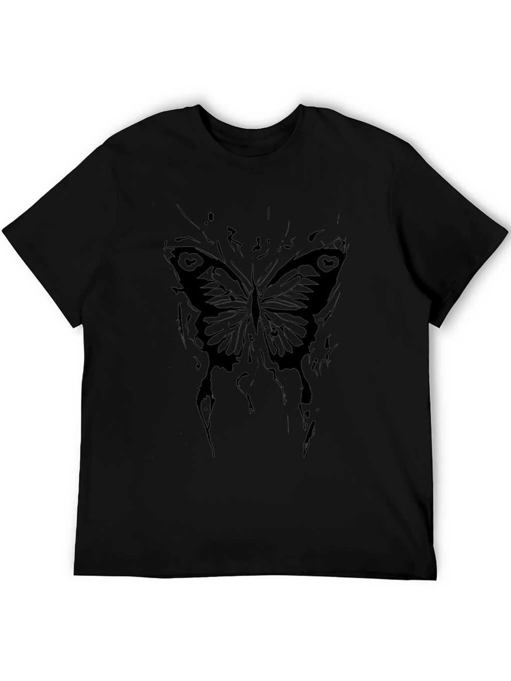 Camiseta Negra con Diseño de Mariposa Abstracta