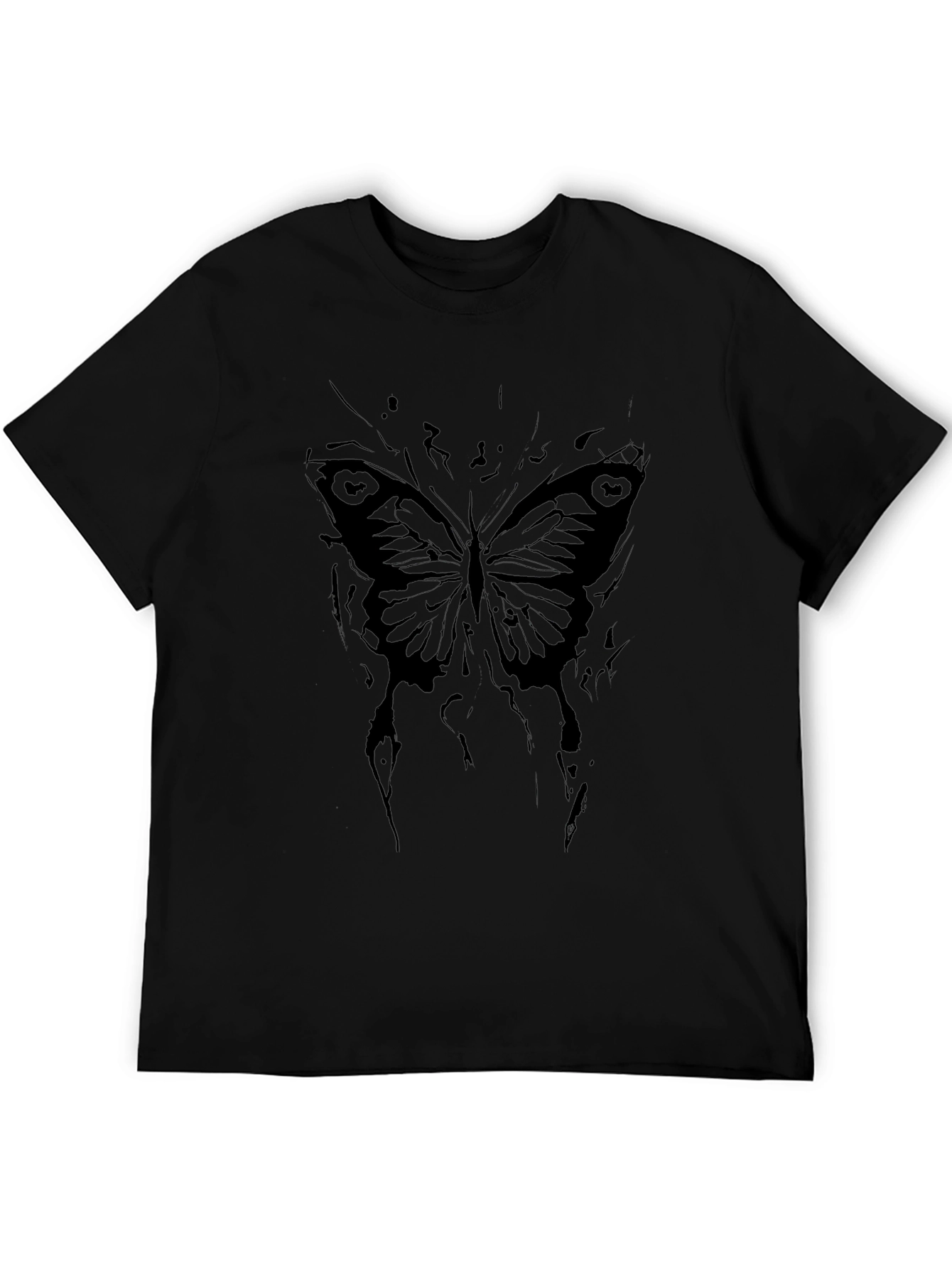 Camiseta Negra con Diseño de Mariposa Abstracta