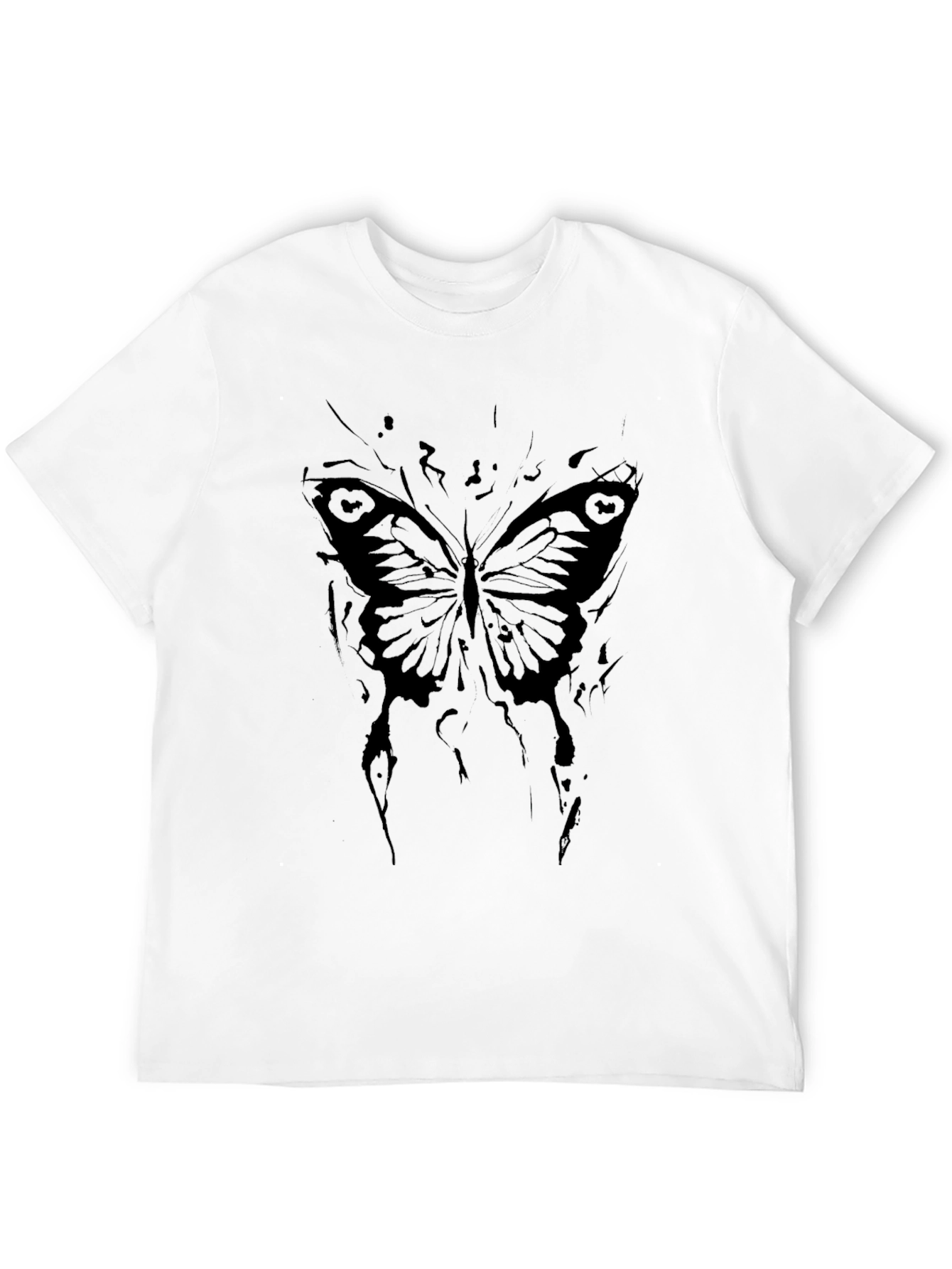 Camiseta Negra con Diseño de Mariposa Abstracta