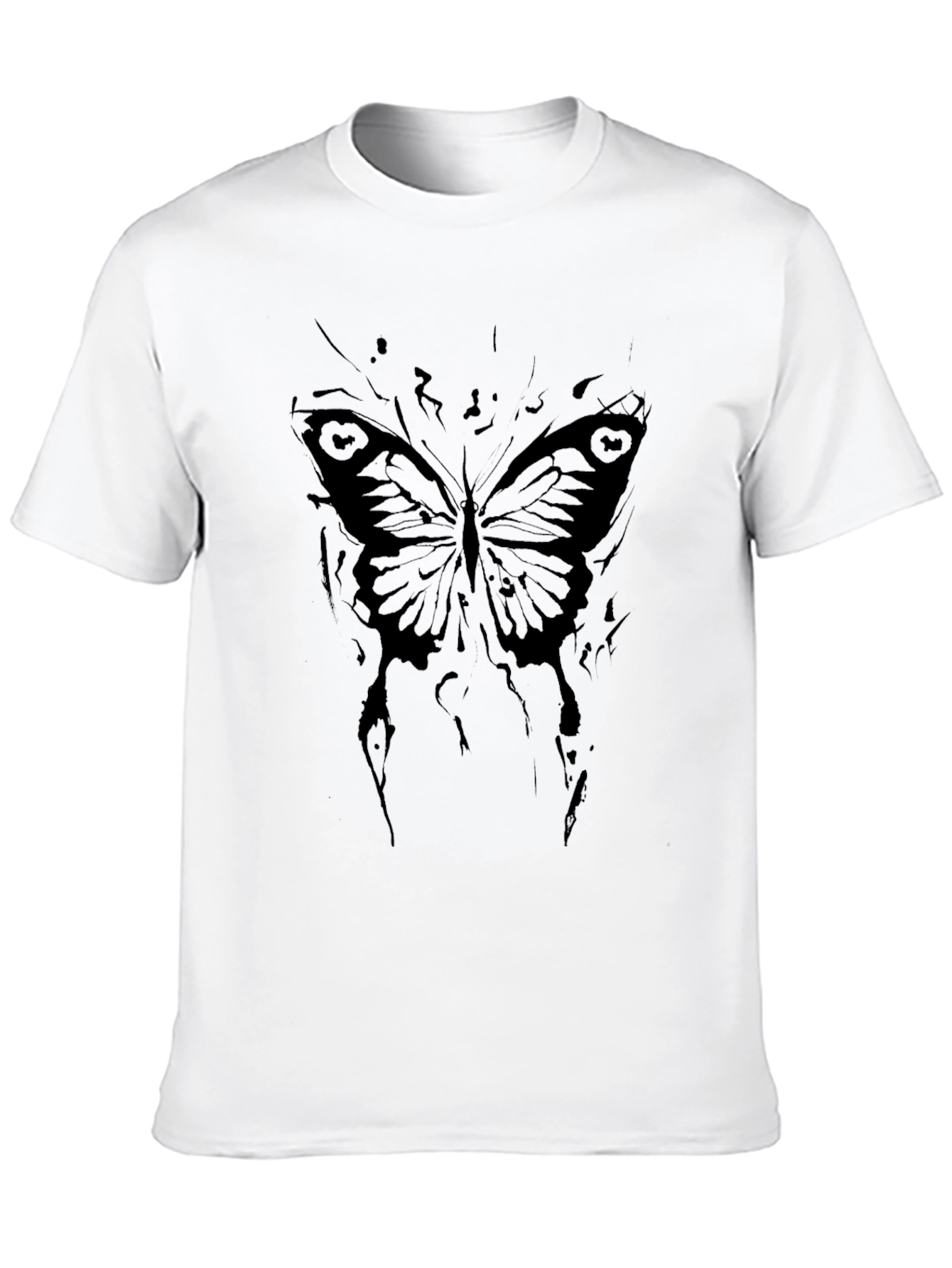 Camiseta Negra con Diseño de Mariposa Abstracta