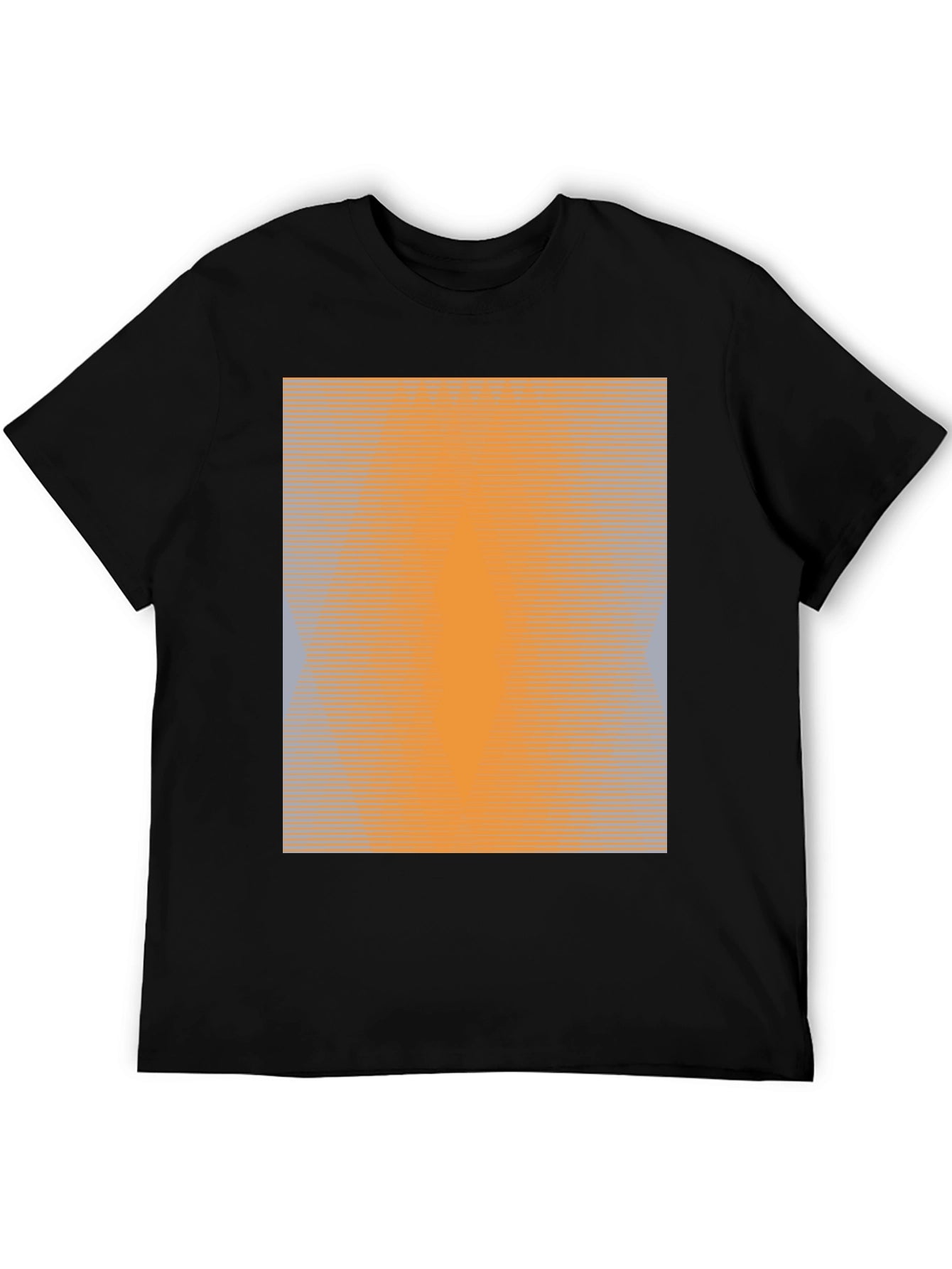 Camiseta Negra con Diseño Abstracto Naranja