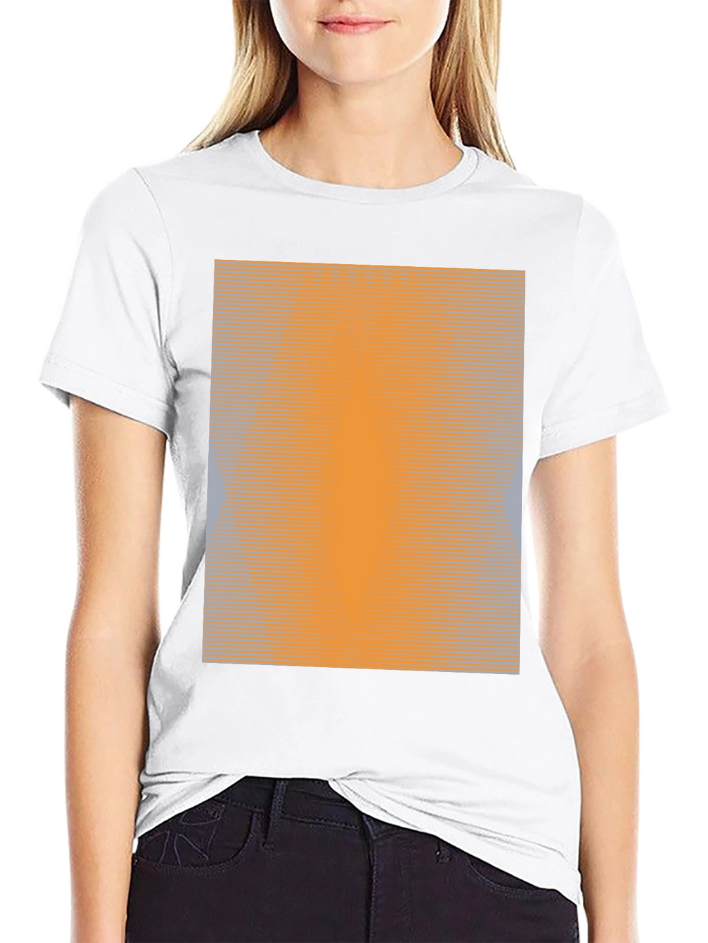Camiseta Negra con Diseño Abstracto Naranja