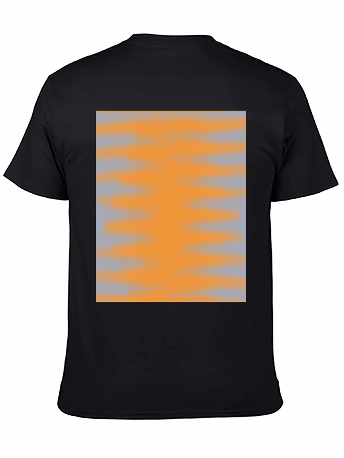 Camiseta Negra con Diseño Abstracto Naranja
