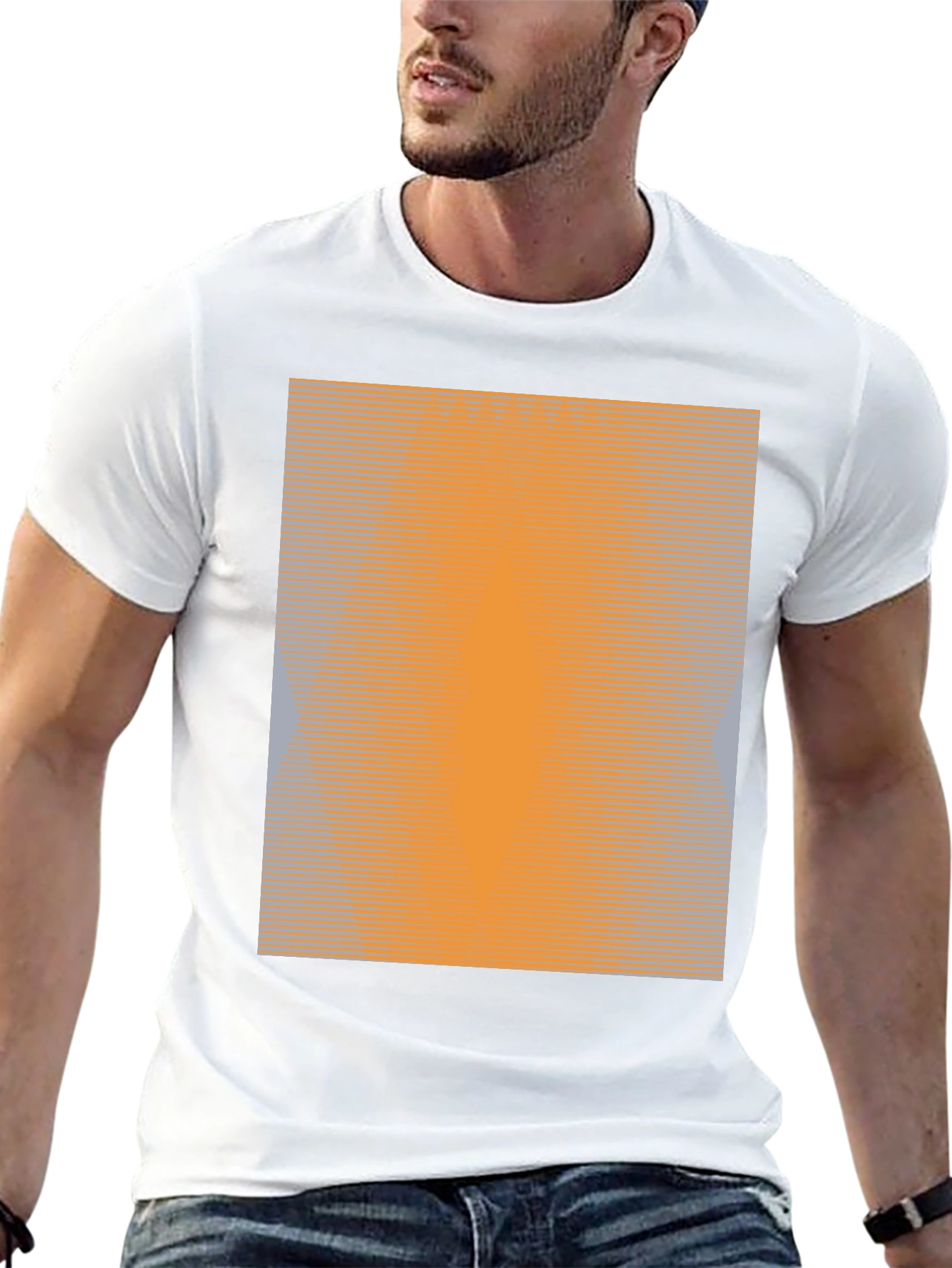 Camiseta Negra con Diseño Abstracto Naranja