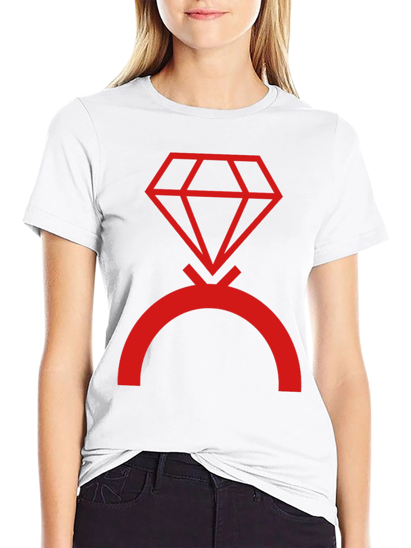 Camiseta Negra con Diseño de Diamante Rojo