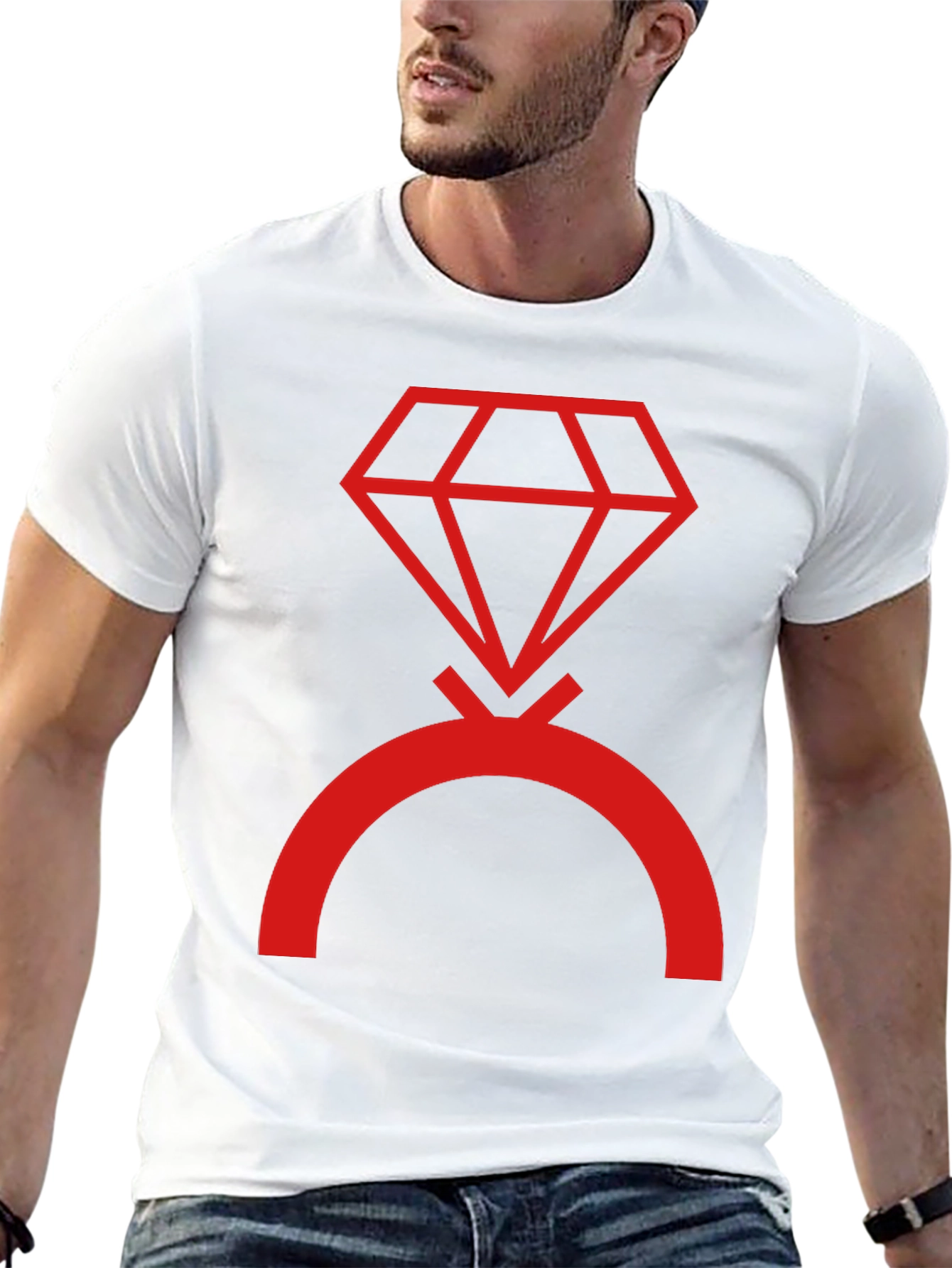 Camiseta Negra con Diseño de Diamante Rojo