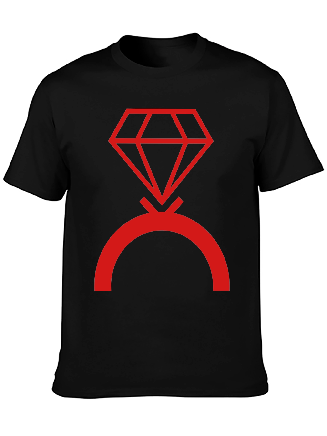 Camiseta Negra con Diseño de Diamante Rojo