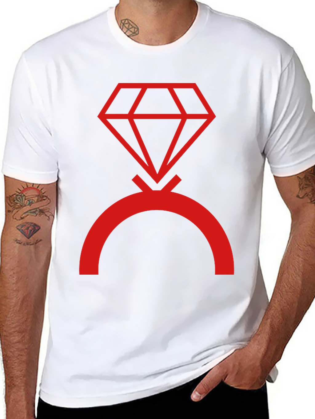 Camiseta Negra con Diseño de Diamante Rojo