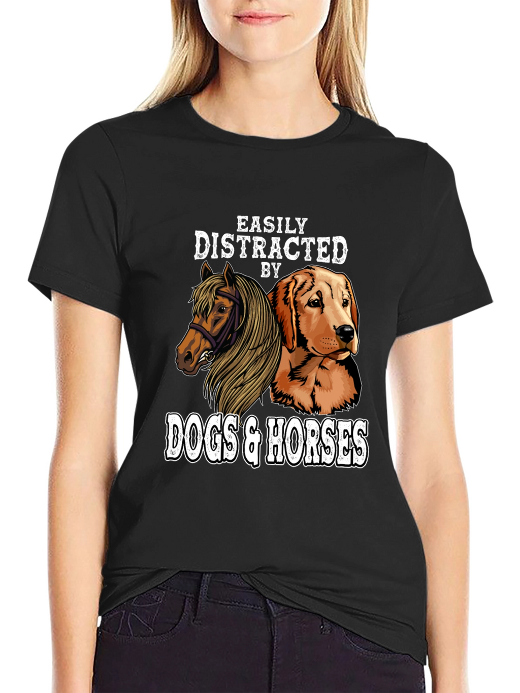Camiseta Distraído por Perros y Caballos