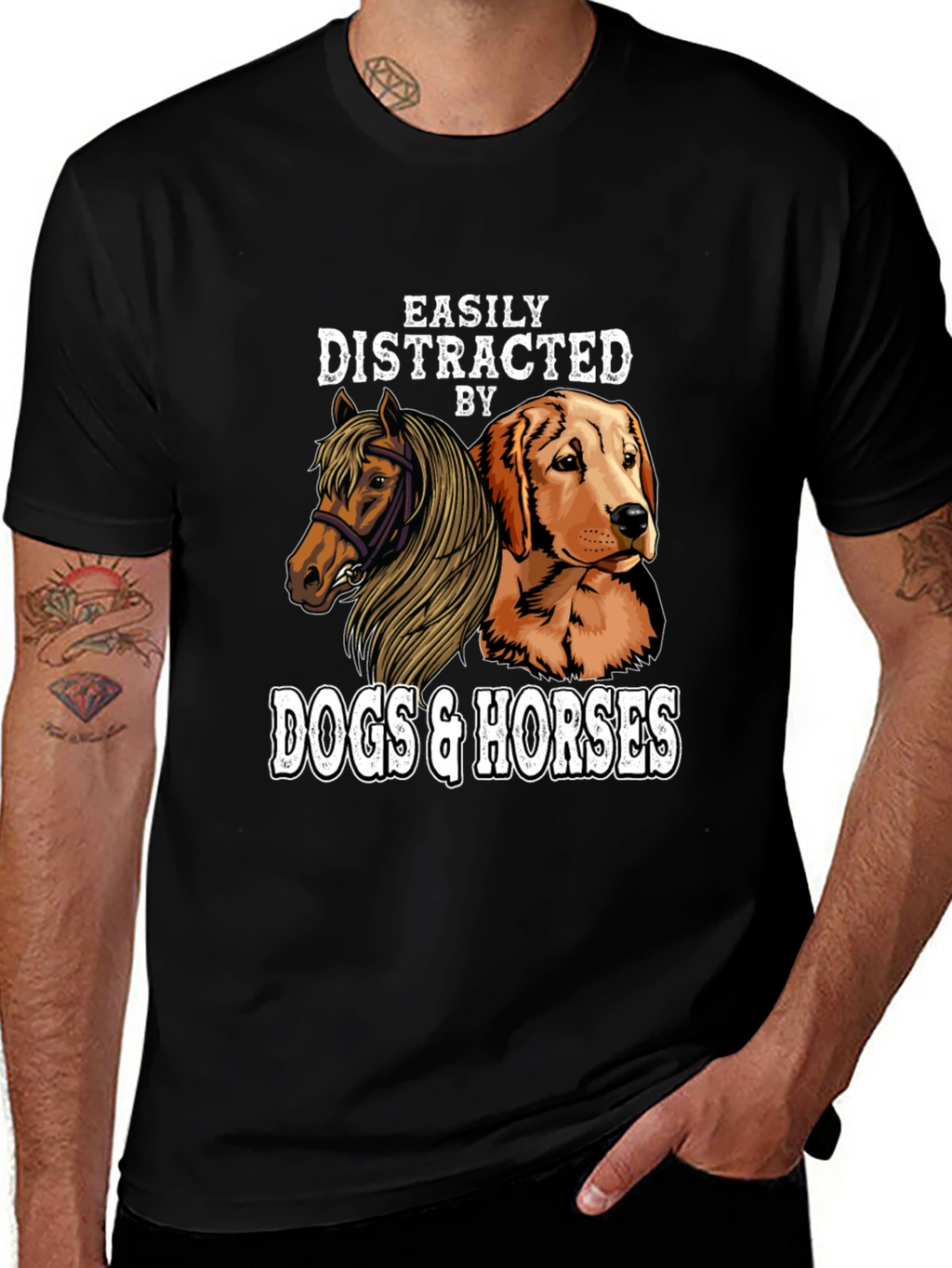 Camiseta Distraído por Perros y Caballos