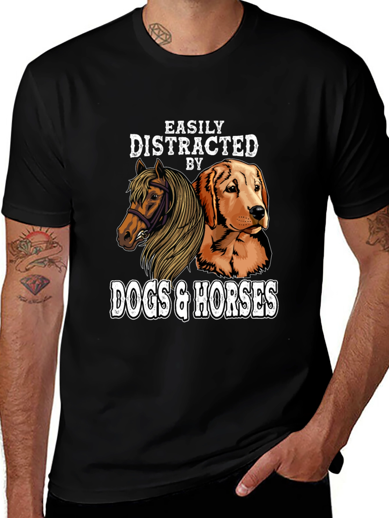 Camiseta Distraído por Perros y Caballos