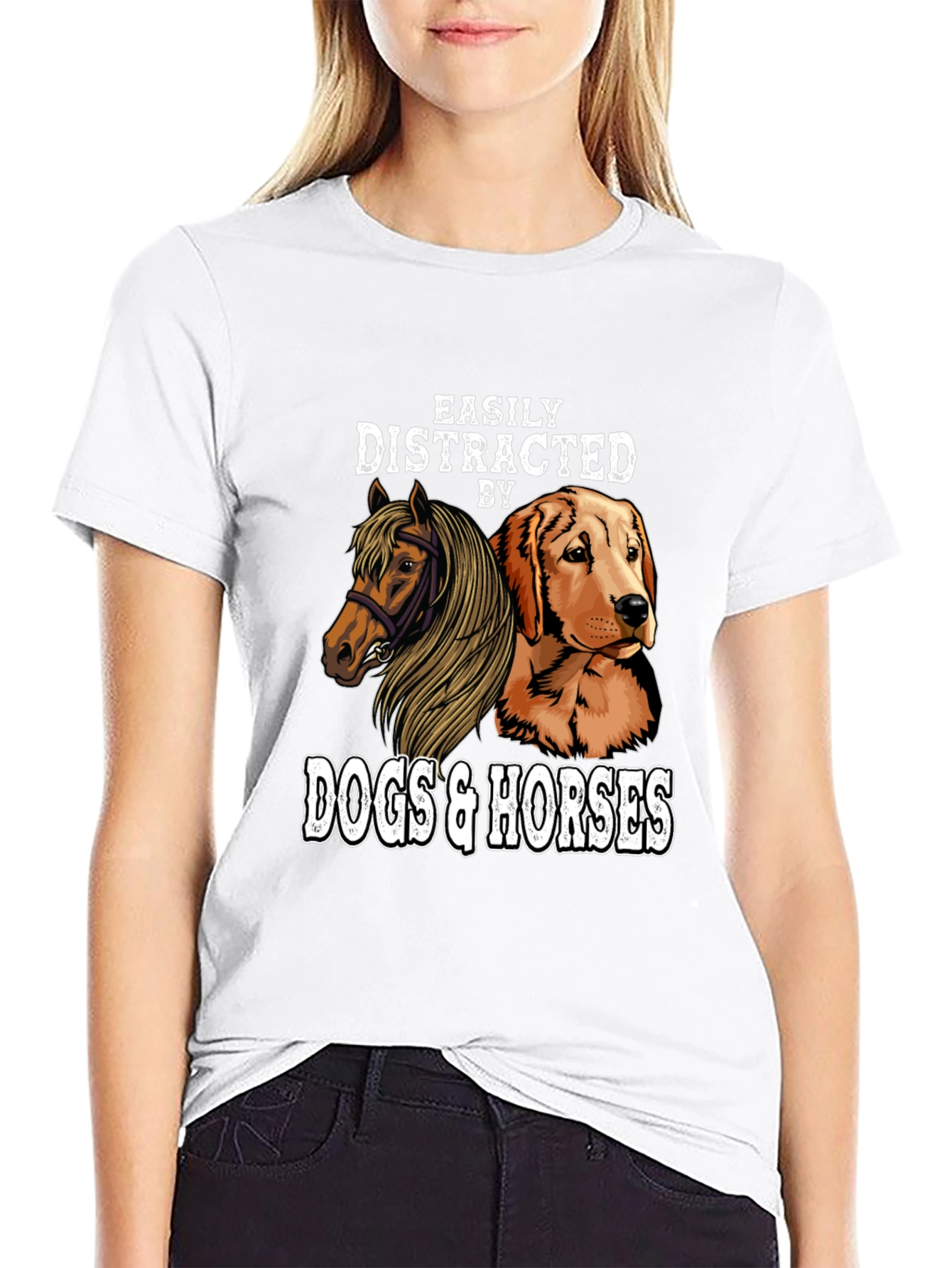 Camiseta Distraído por Perros y Caballos
