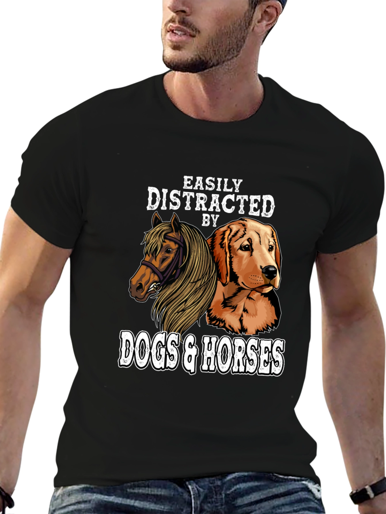Camiseta Distraído por Perros y Caballos