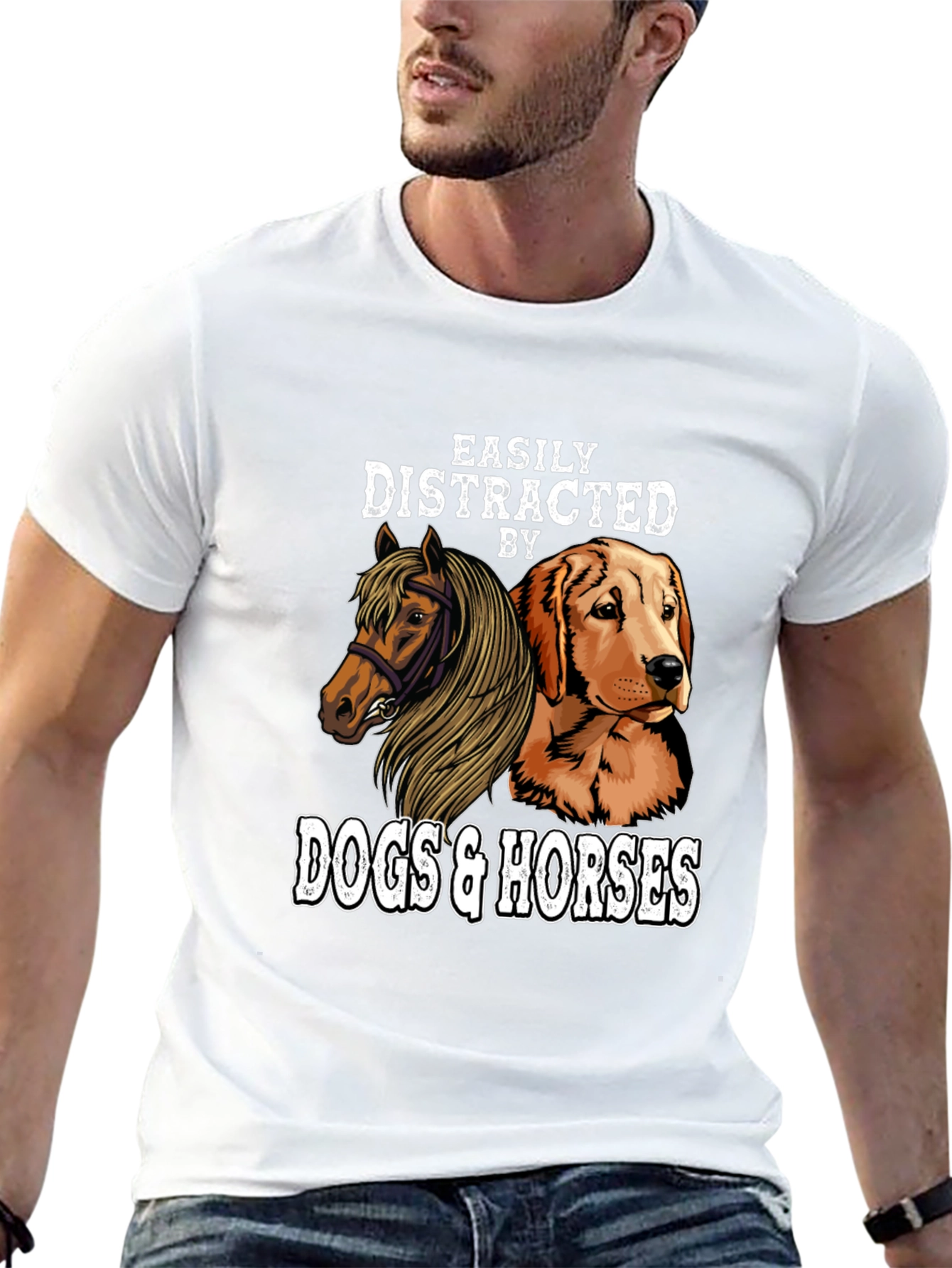 Camiseta Distraído por Perros y Caballos