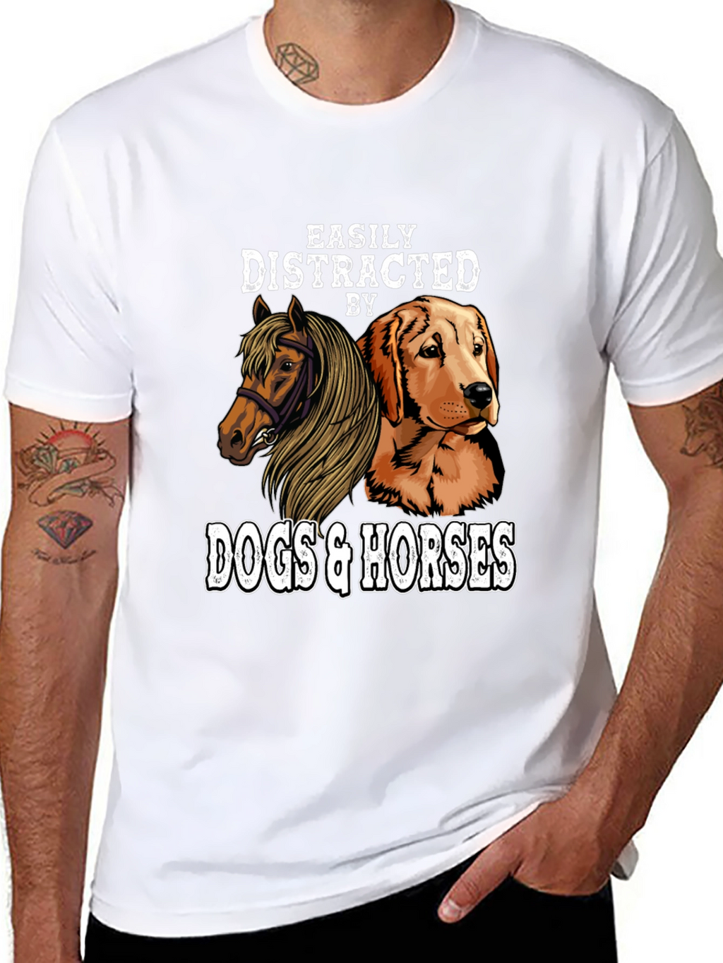 Camiseta Distraído por Perros y Caballos