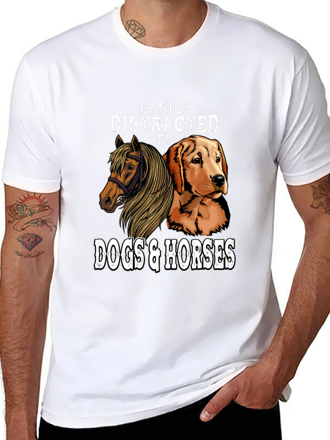 Camiseta Distraído por Perros y Caballos