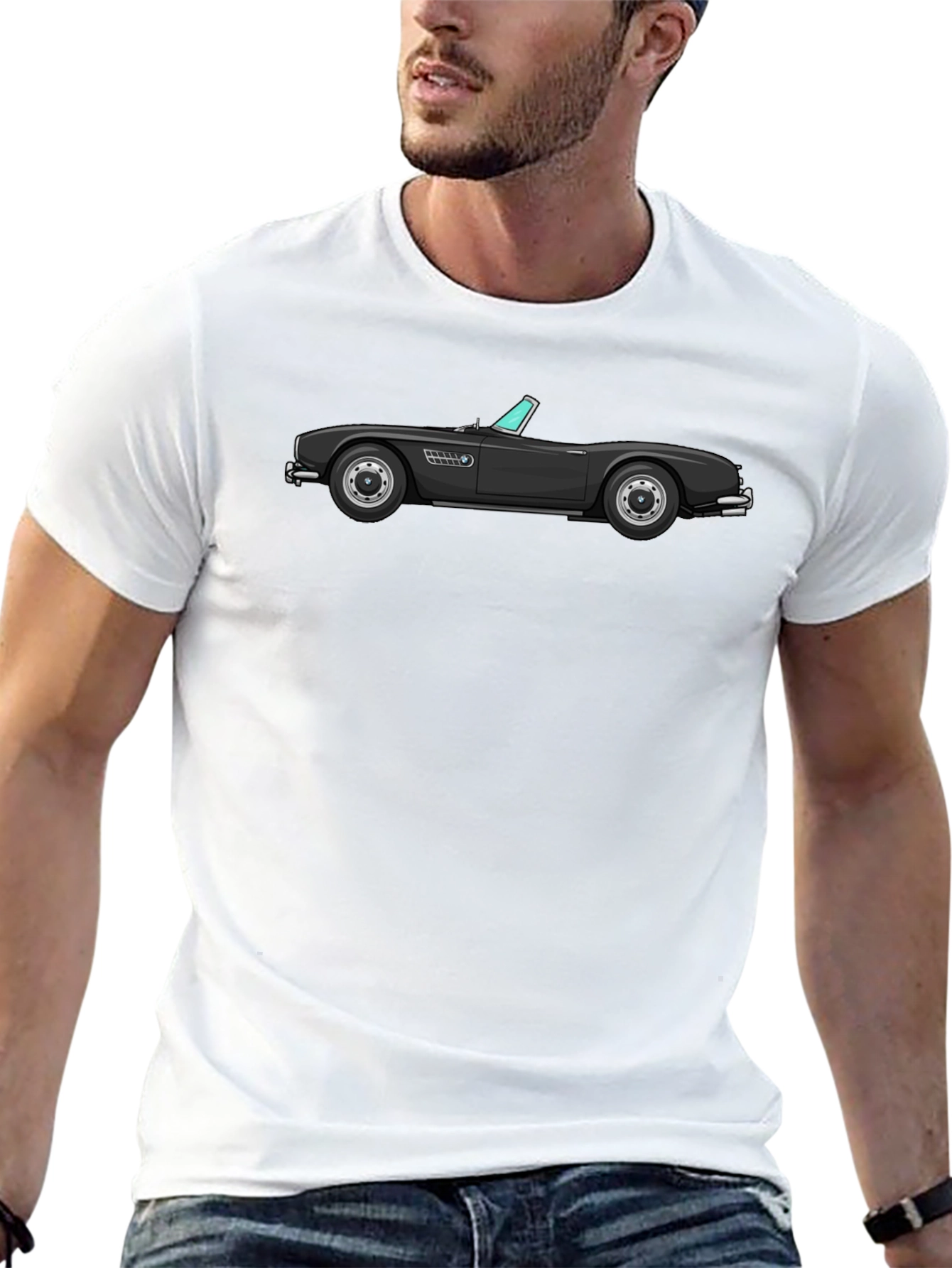 Camiseta Negra Clásica Coche Deportivo
