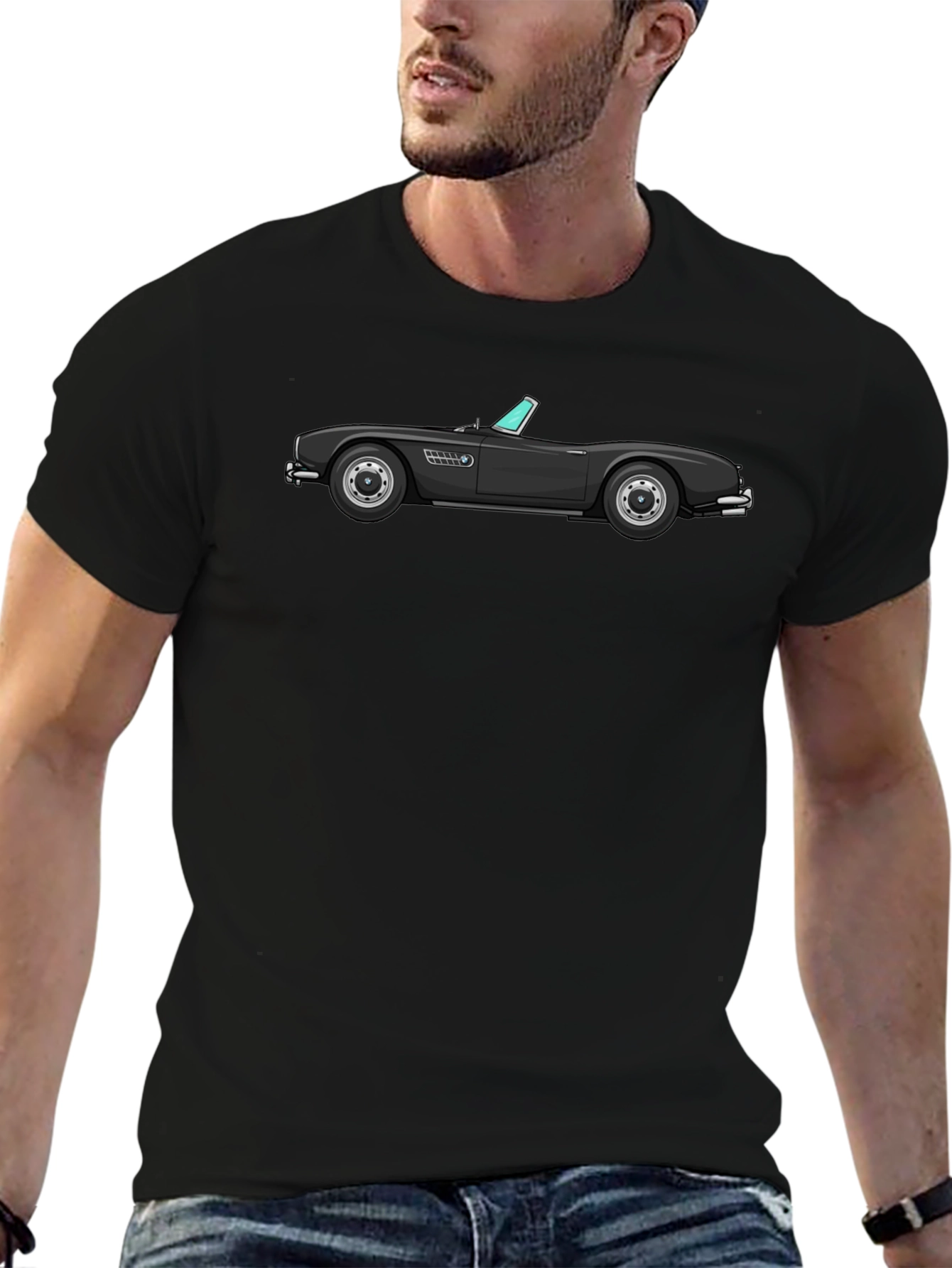 Camiseta Negra Clásica Coche Deportivo