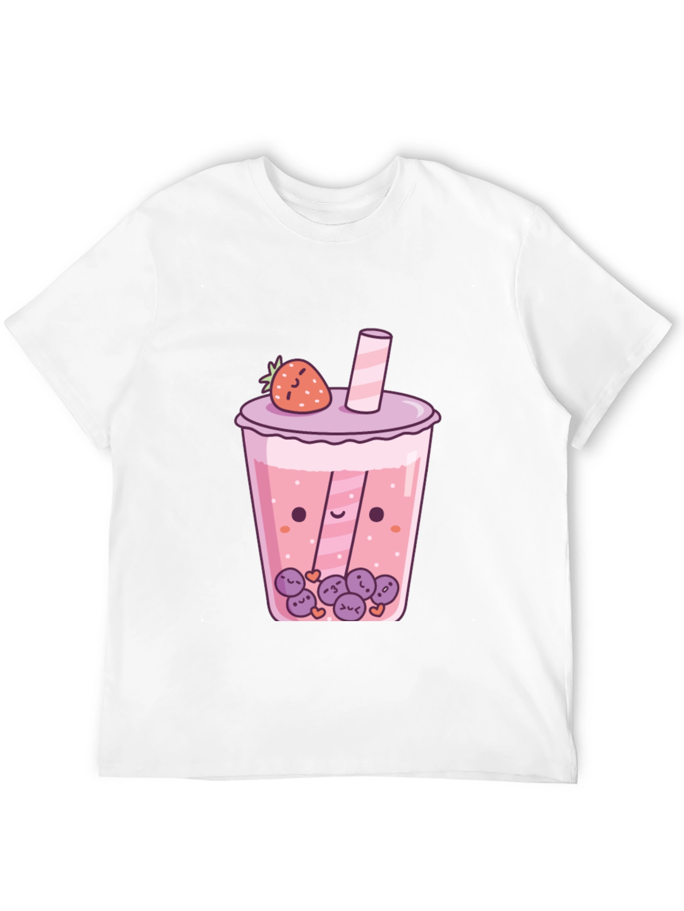 Camiseta Negra con Diseño de Bubble Tea Kawaii