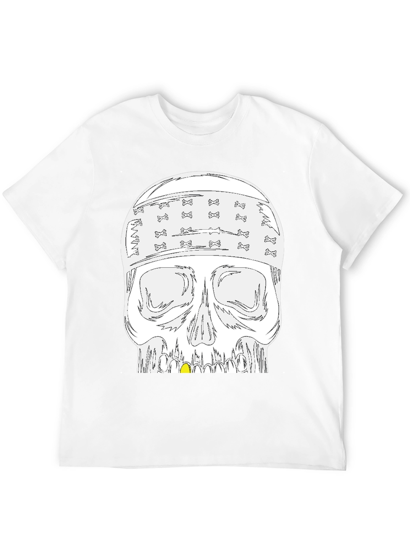Camiseta Negra con Calavera y Bandana de Huesos