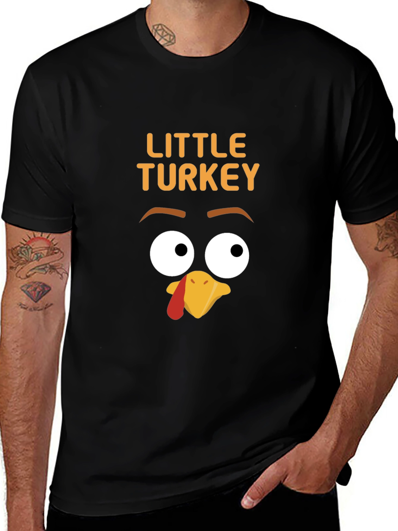 Camiseta Negra con Diseño de Pavo para Niños