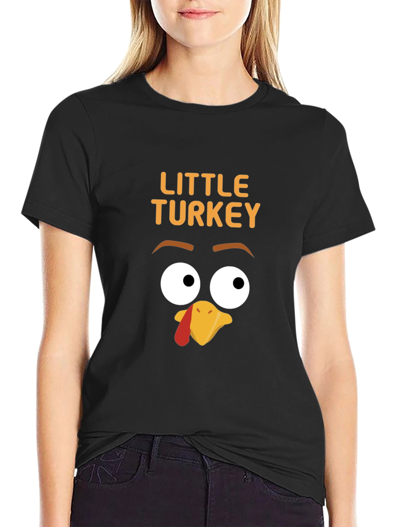 Camiseta Negra con Diseño de Pavo para Niños