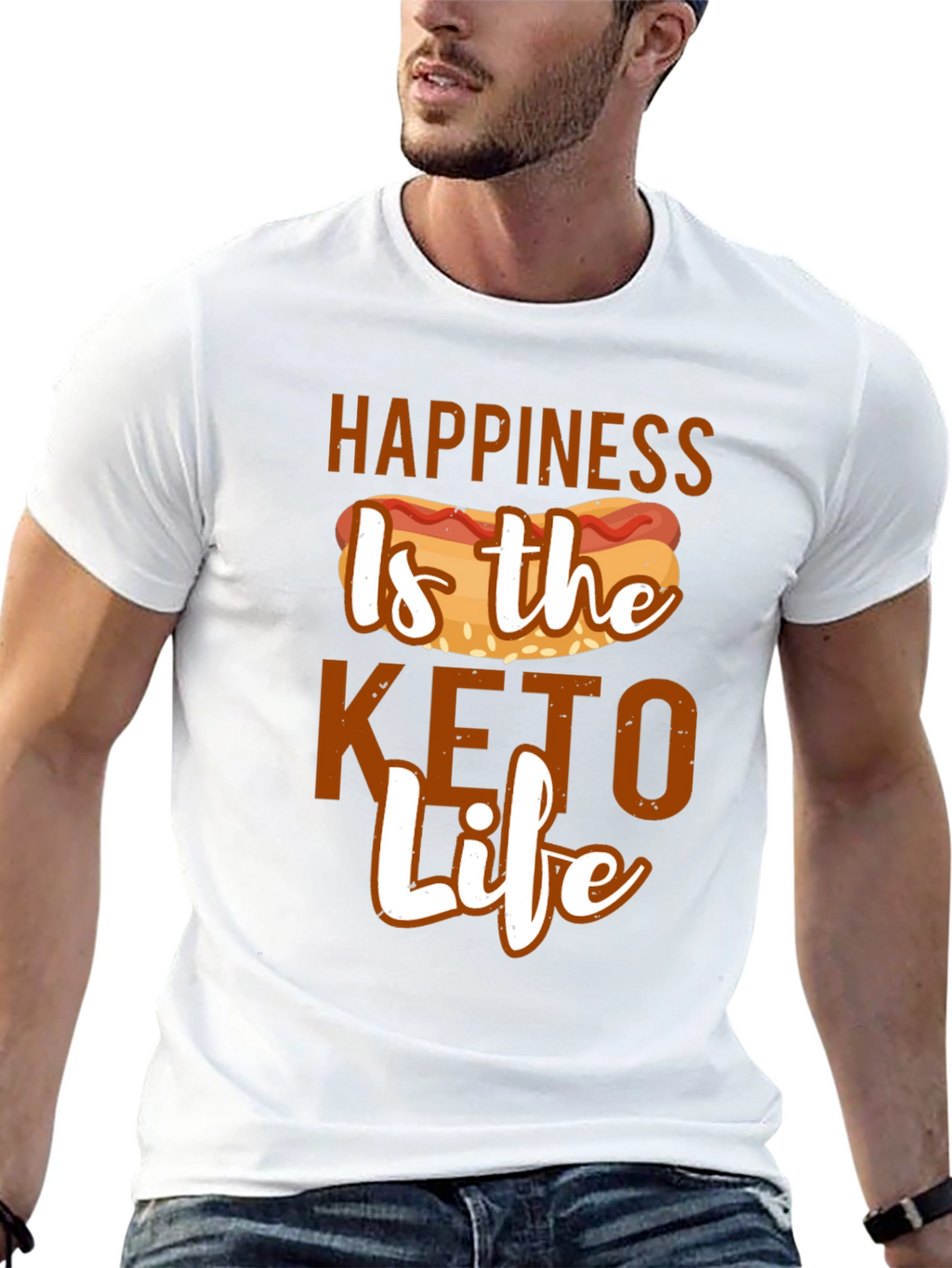 Camiseta Hombre: Felicidad es la Vida Keto