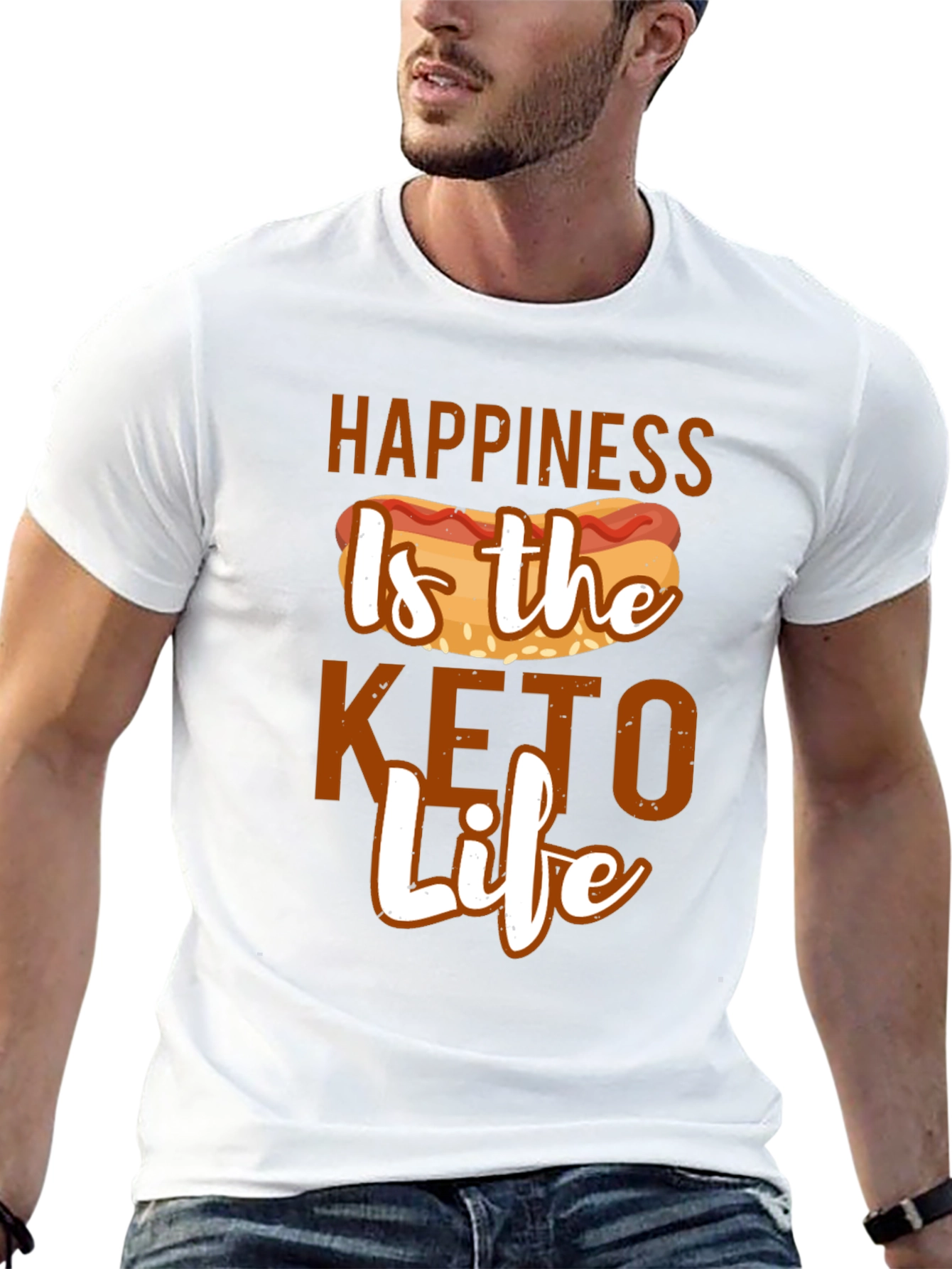 Camiseta Hombre: Felicidad es la Vida Keto