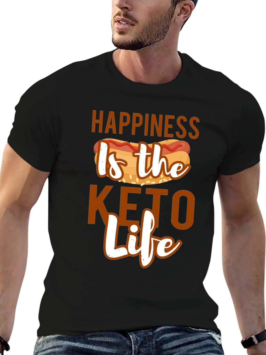 Camiseta Hombre: Felicidad es la Vida Keto