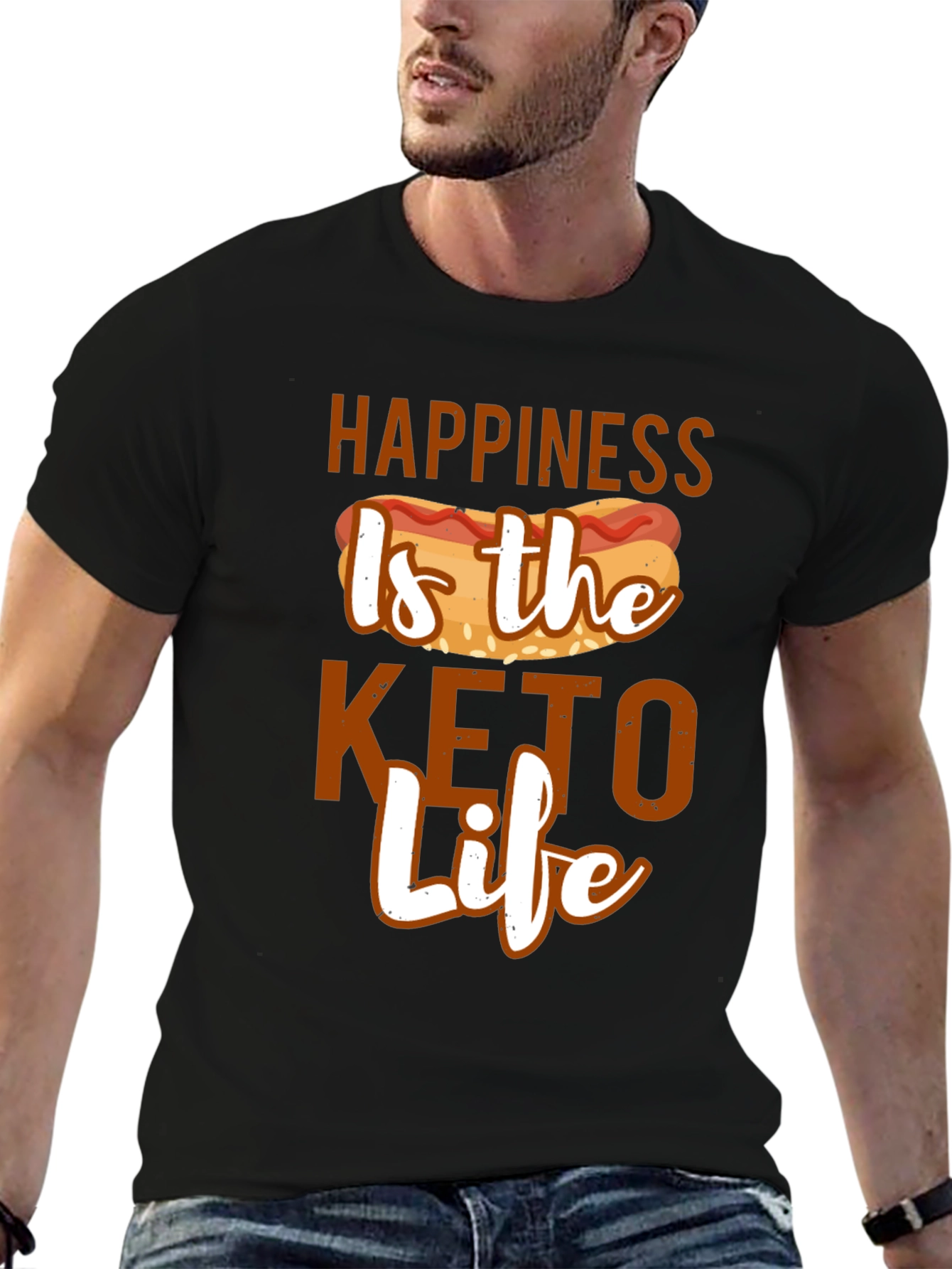 Camiseta Hombre: Felicidad es la Vida Keto