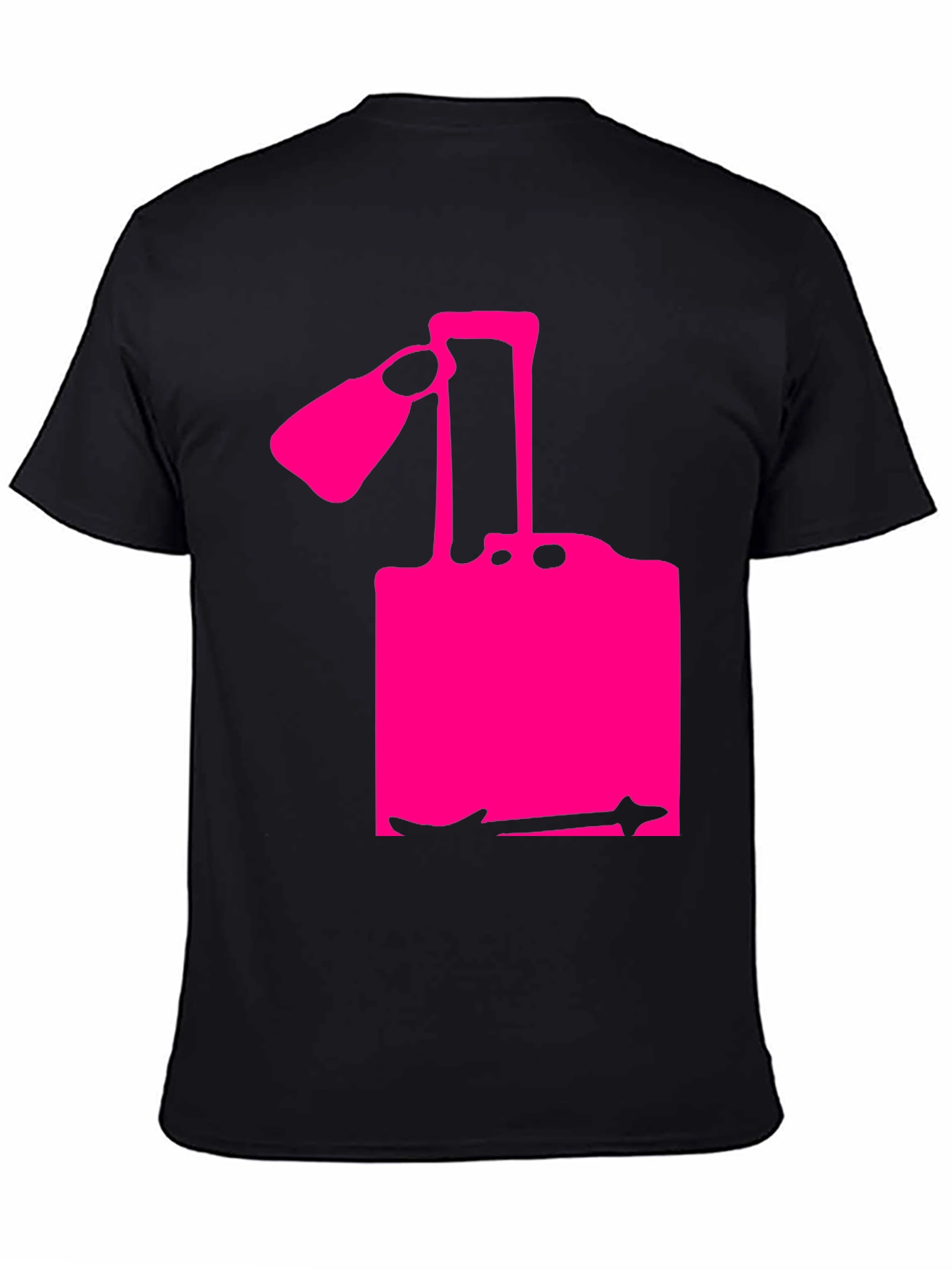 Camiseta Negra con Diseño Abstracto Rosa