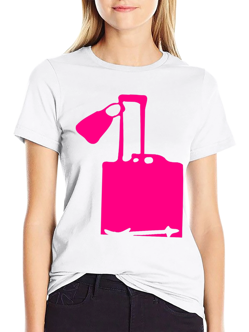 Camiseta Negra con Diseño Abstracto Rosa