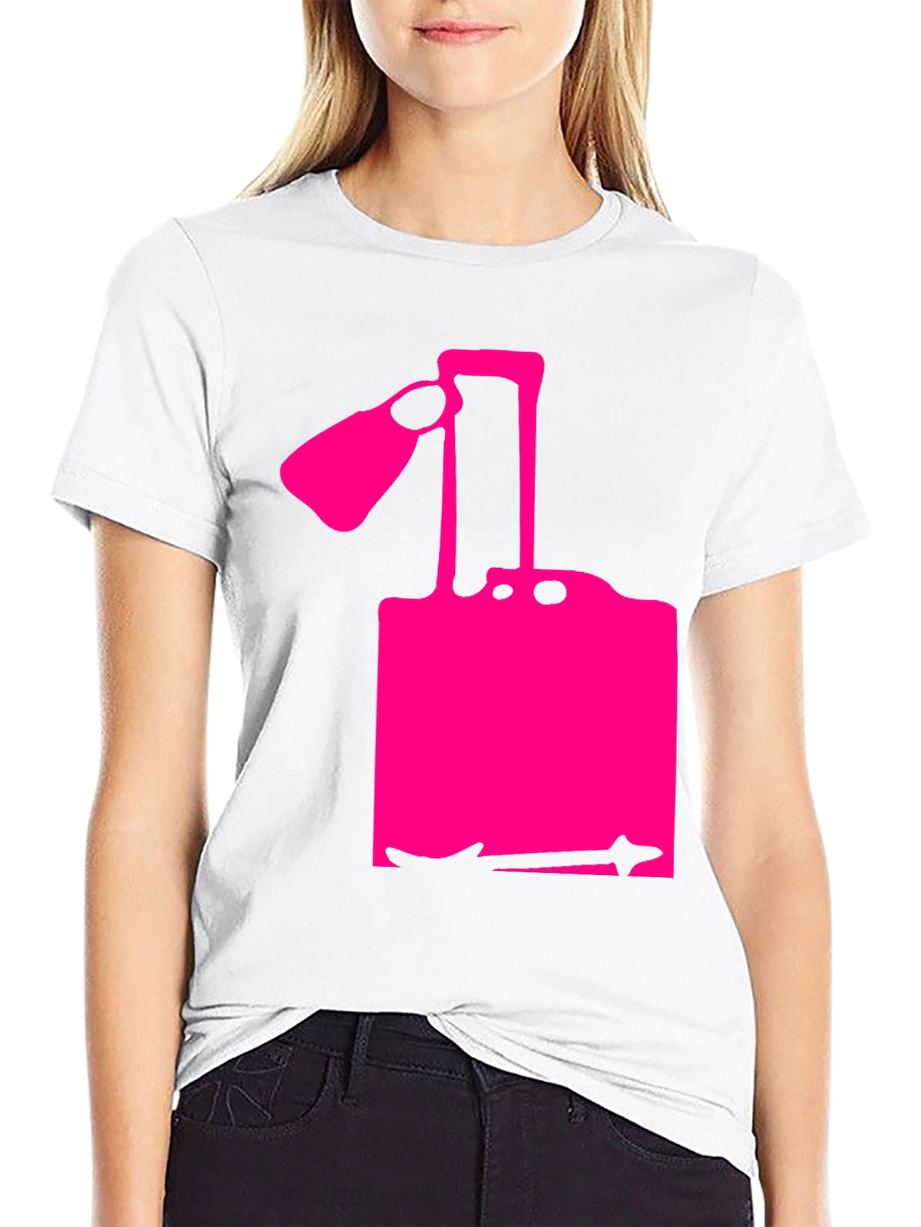 Camiseta Negra con Diseño Abstracto Rosa