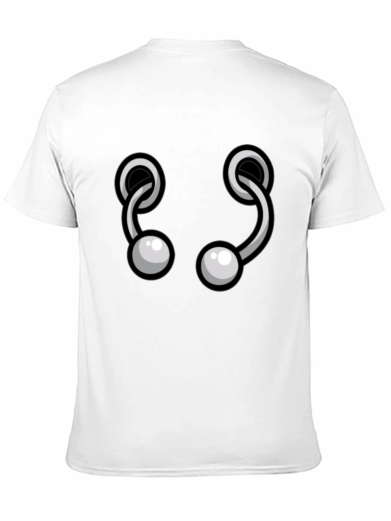 Camiseta Negra con Diseño de Aros y Bolas Grises