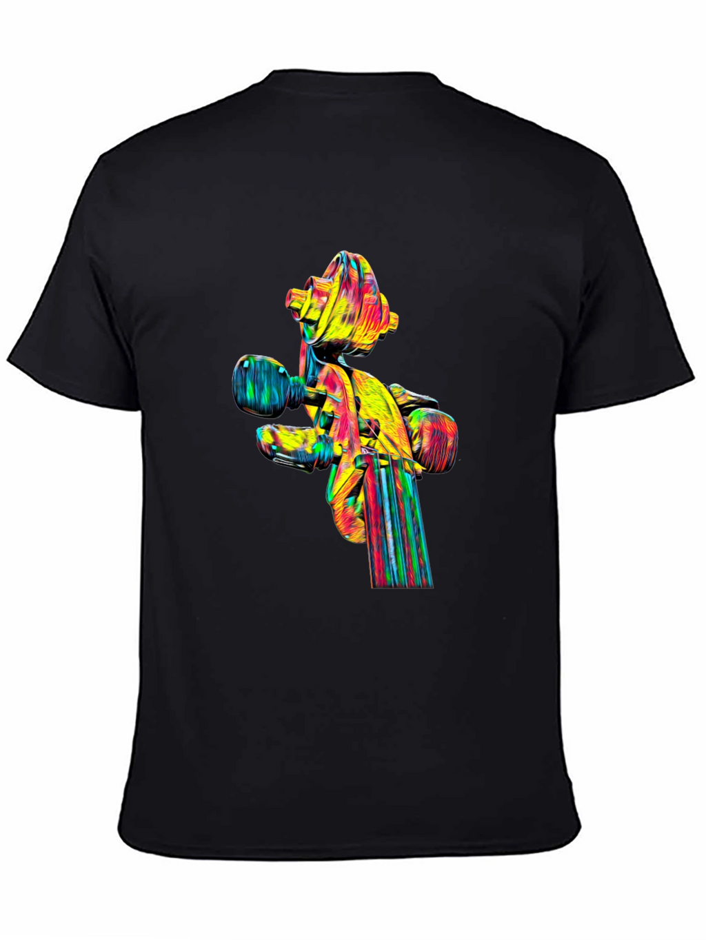 Camiseta Negra con Diseño Abstracto de Violín