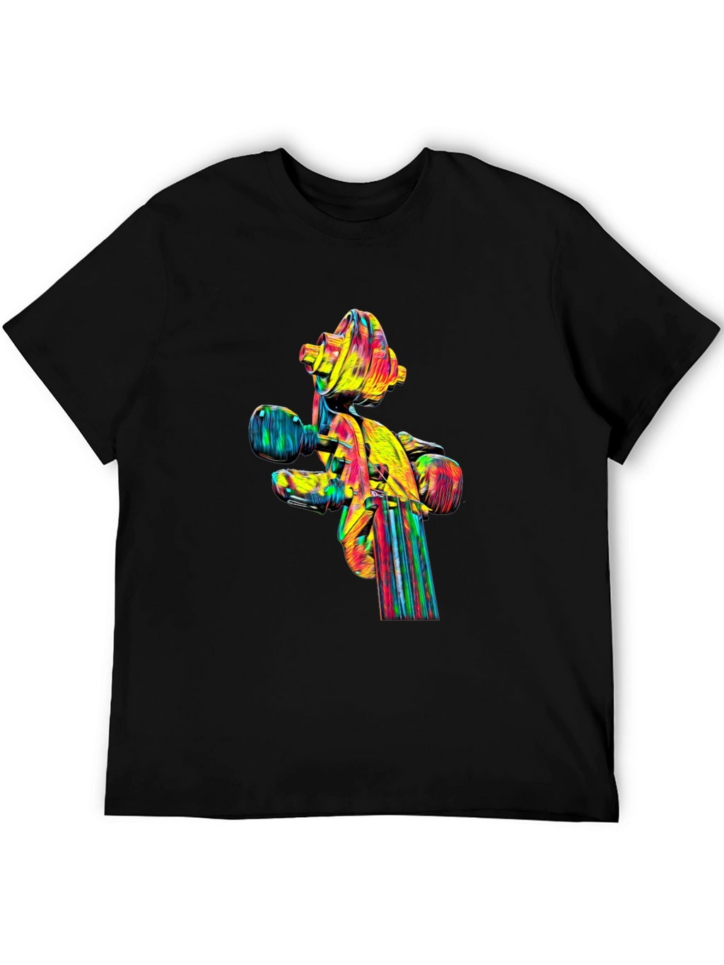 Camiseta Negra con Diseño Abstracto de Violín