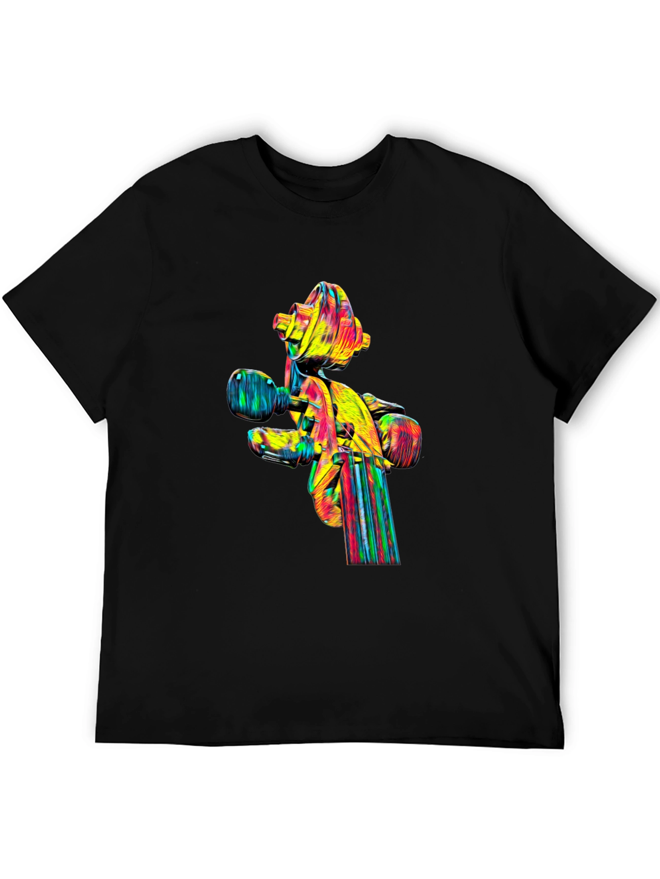 Camiseta Negra con Diseño Abstracto de Violín