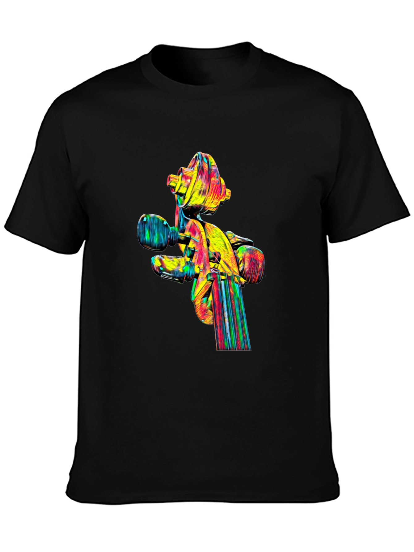 Camiseta Negra con Diseño Abstracto de Violín