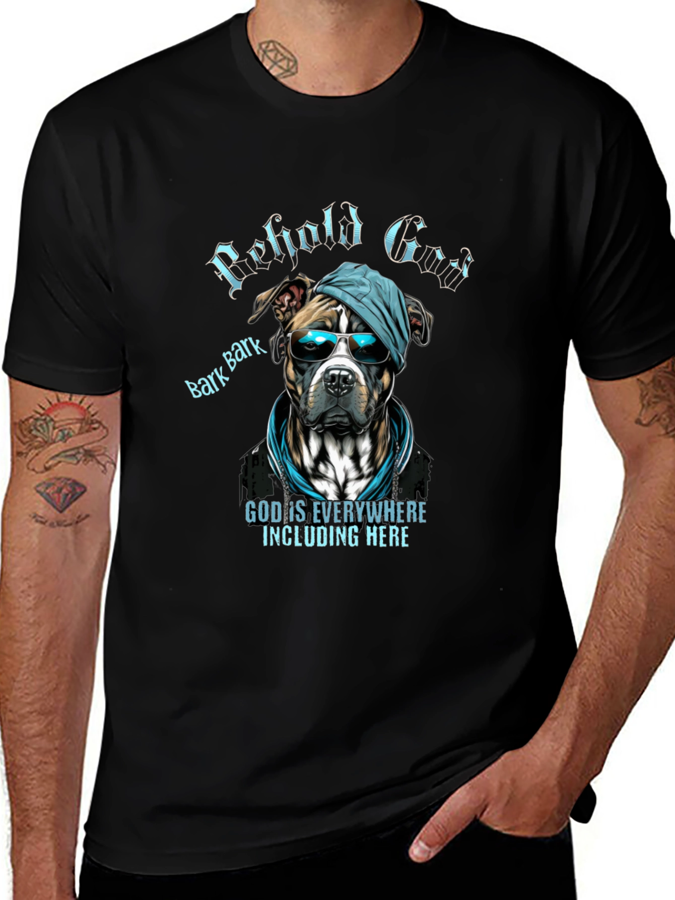 Camiseta Negra con Diseño de Perro Cool