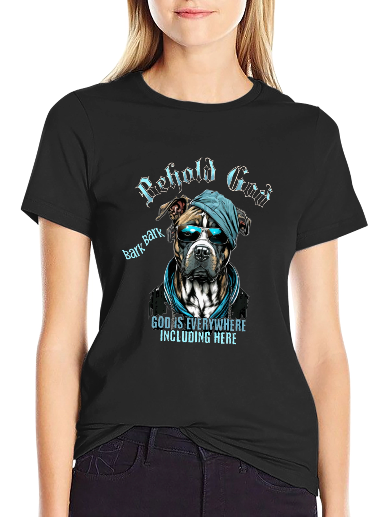 Camiseta Negra con Diseño de Perro Cool