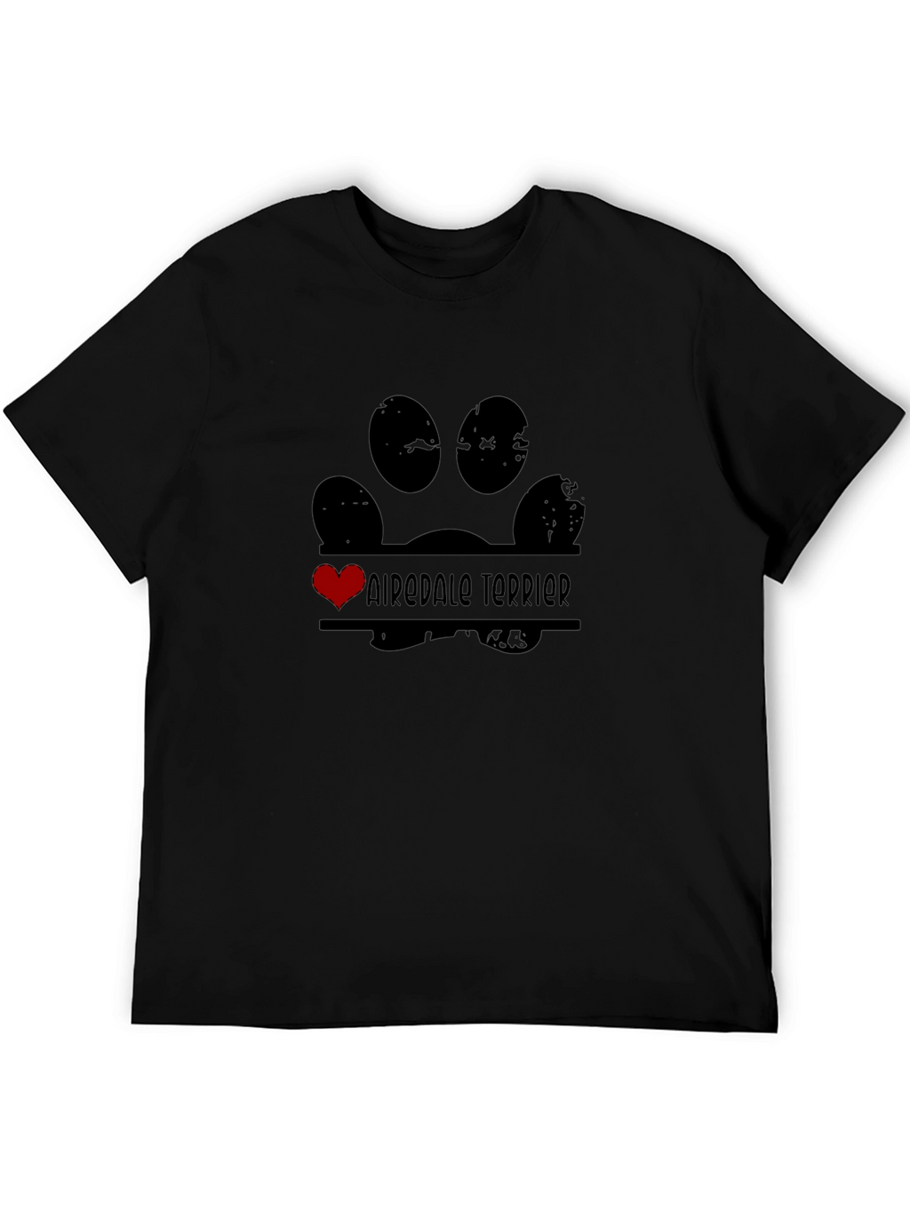 Camiseta Negra Airedale Terrier Huella Amor