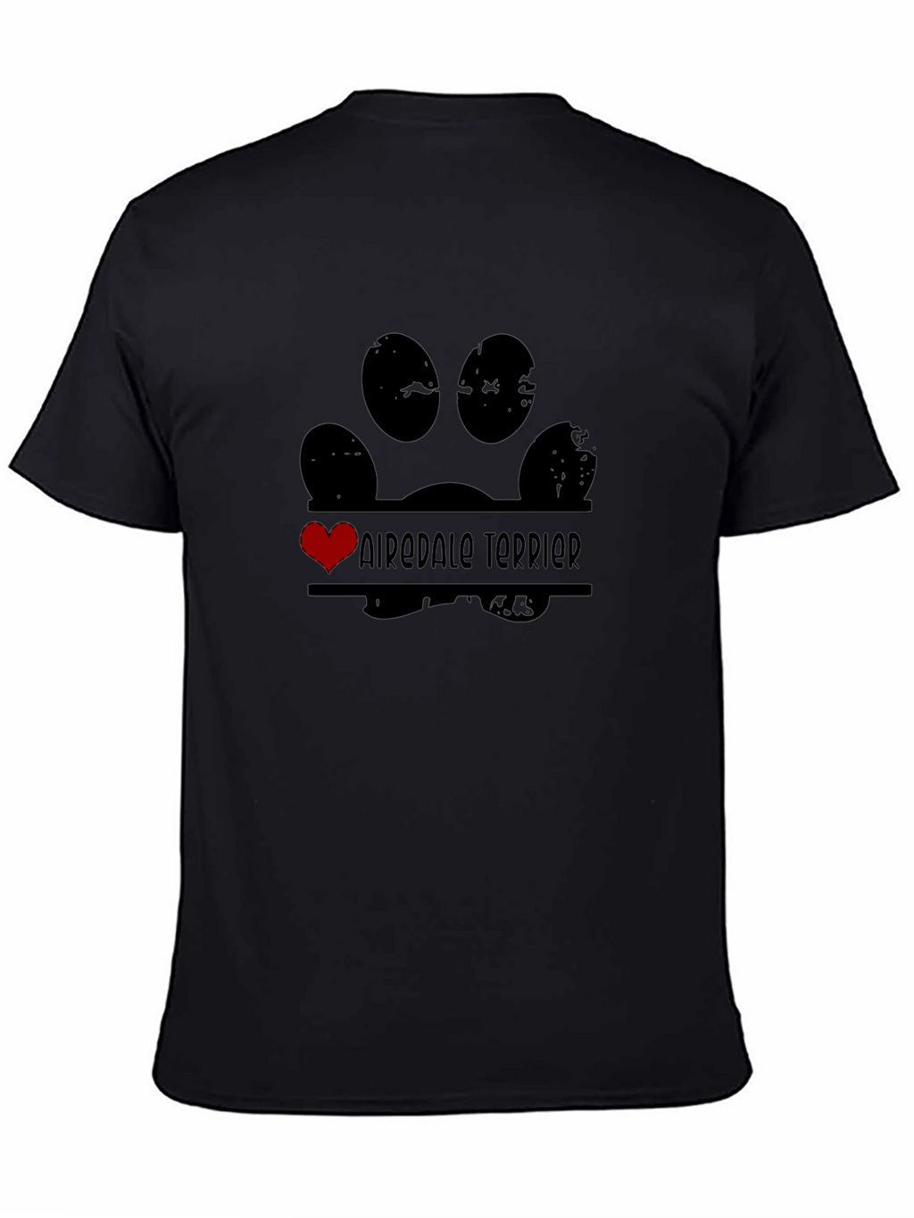 Camiseta Negra Airedale Terrier Huella Amor