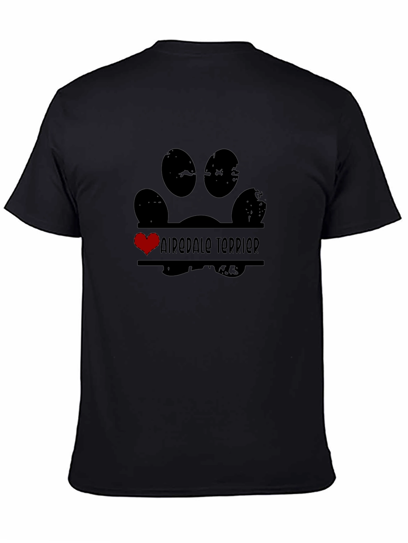 Camiseta Negra Airedale Terrier Huella Amor