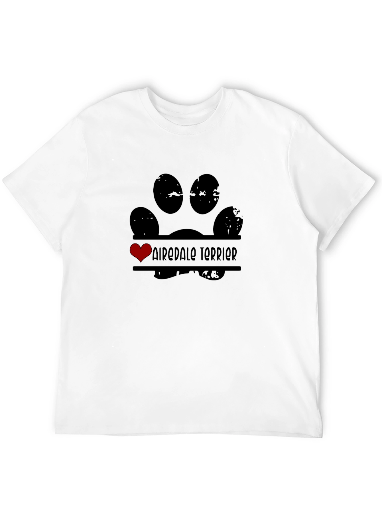 Camiseta Negra Airedale Terrier Huella Amor
