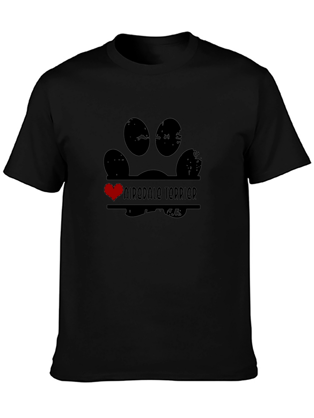 Camiseta Negra Airedale Terrier Huella Amor