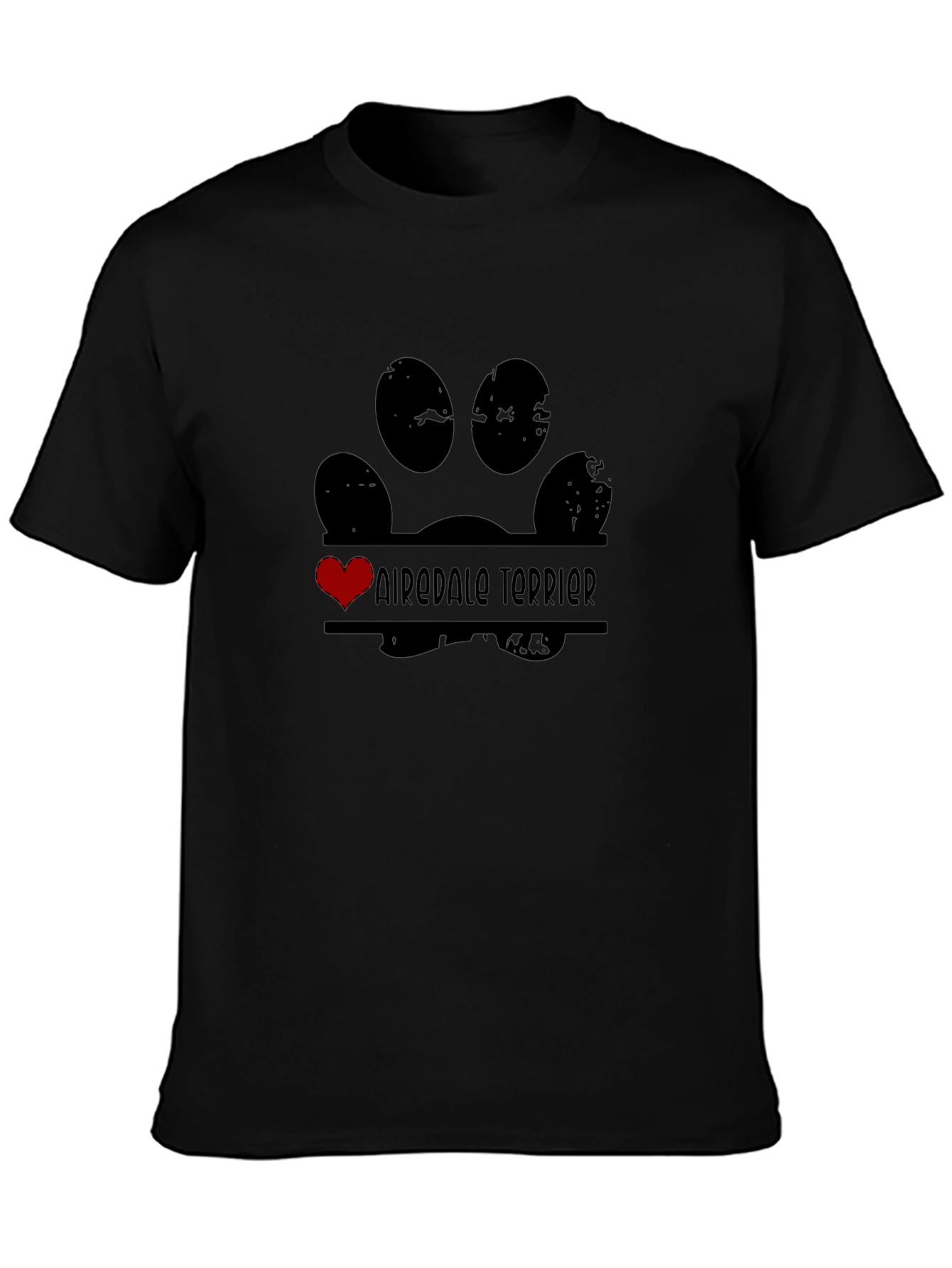 Camiseta Negra Airedale Terrier Huella Amor