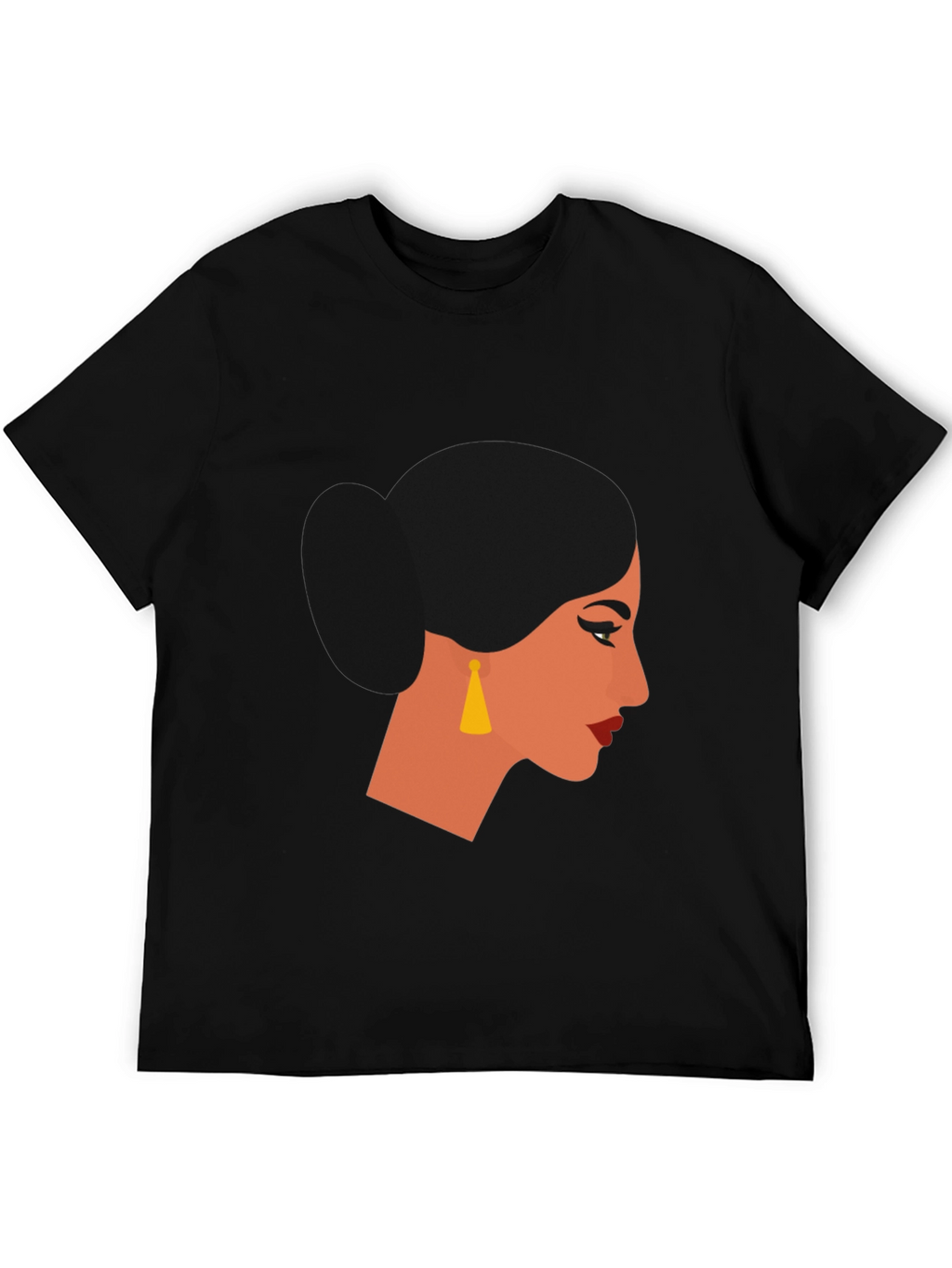 Camiseta Negra con Diseño de Perfil Femenino